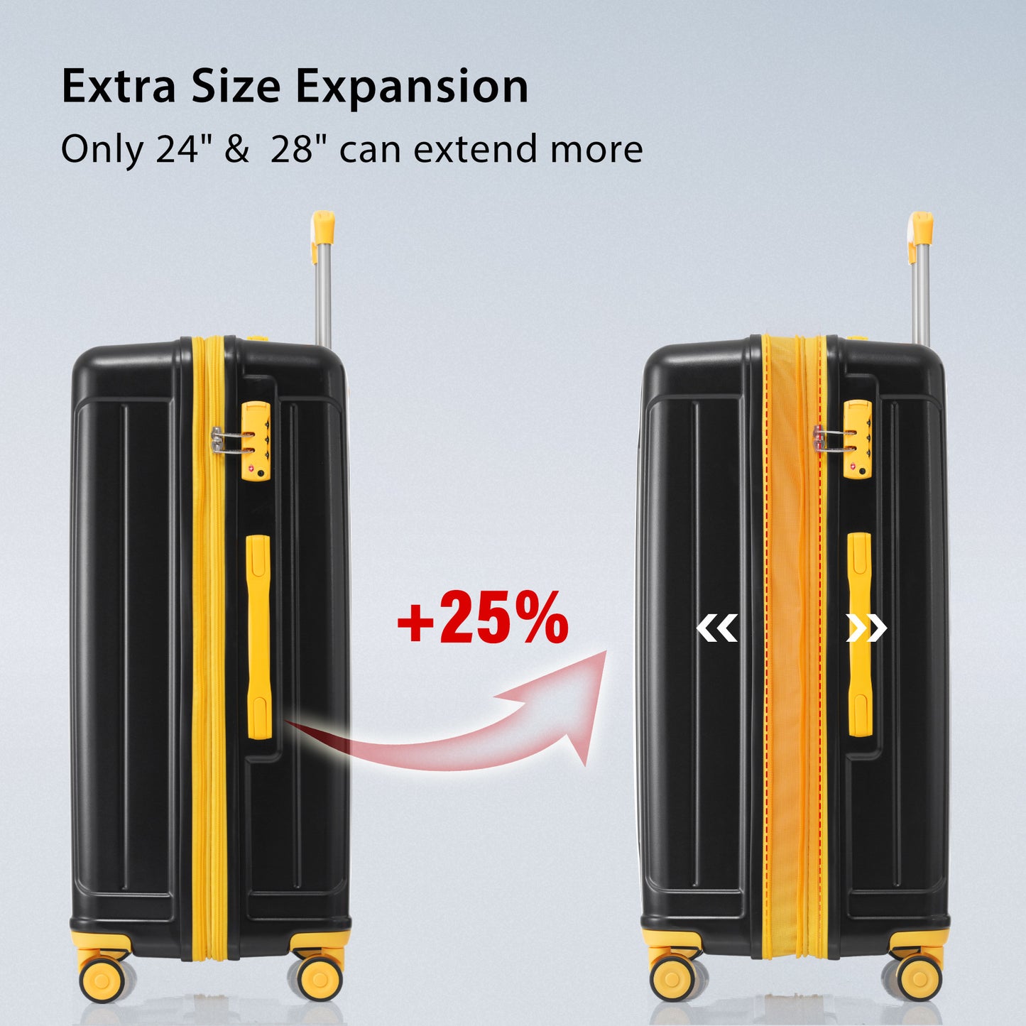 Hardside Luggage Sets 3 Pieces, Expandable Luggages Spinner Suitcase with TSA Lock Lightweight Carry on Luggage 20inch 24inch 28inch