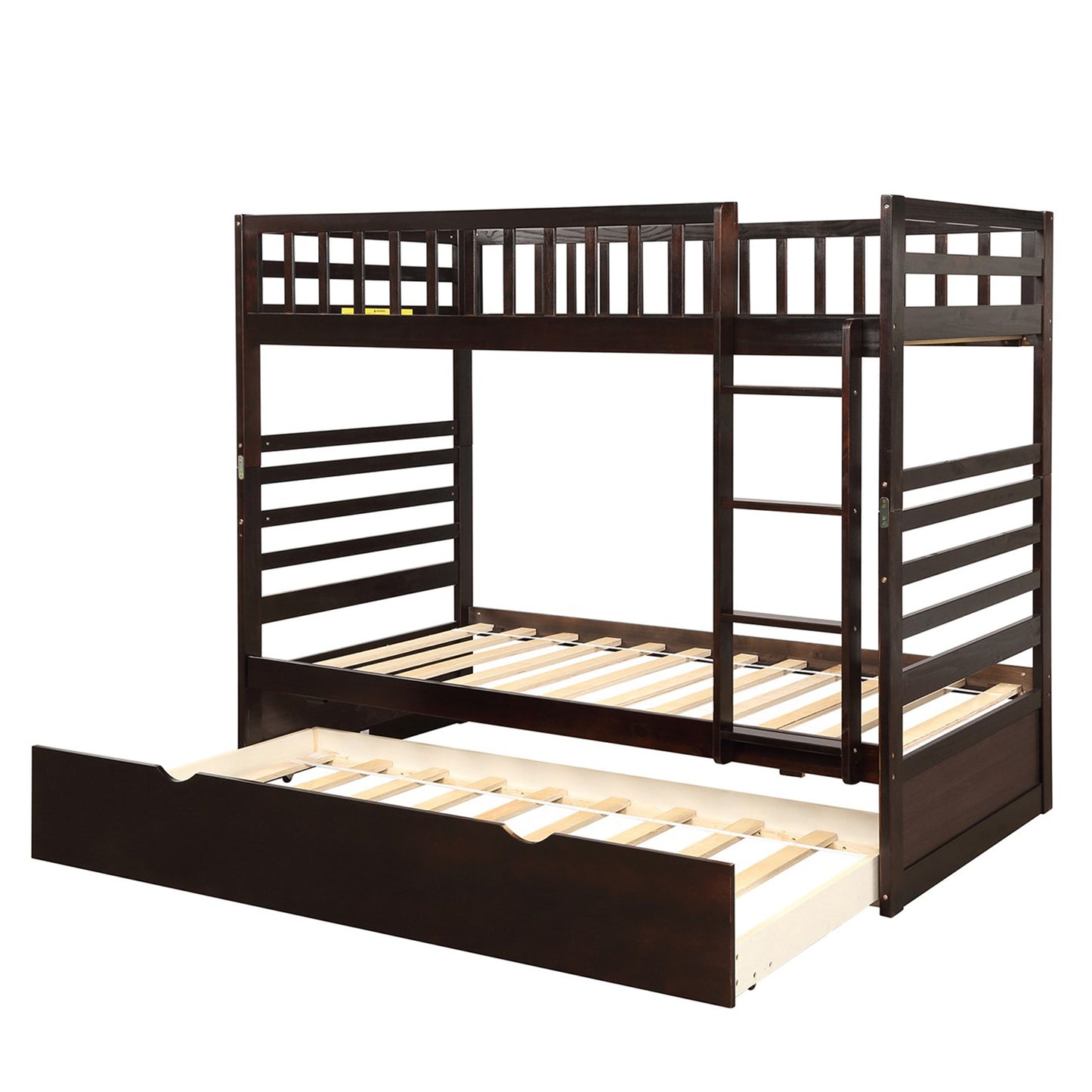 Children's Twin Bunk Beds with Trundle Bed and Safety Features