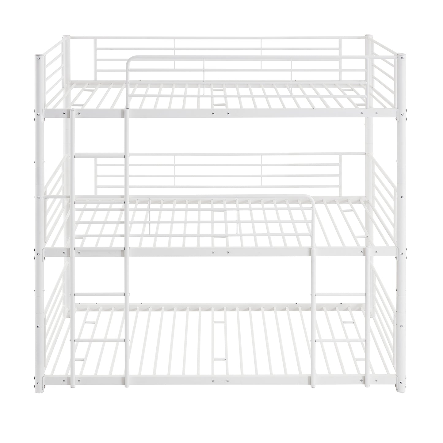 Twin-Twin-Twin Triple Bed with Built-in Ladder, Divided into Three Separate Beds,White(OLD SKU:LP000197AAK)