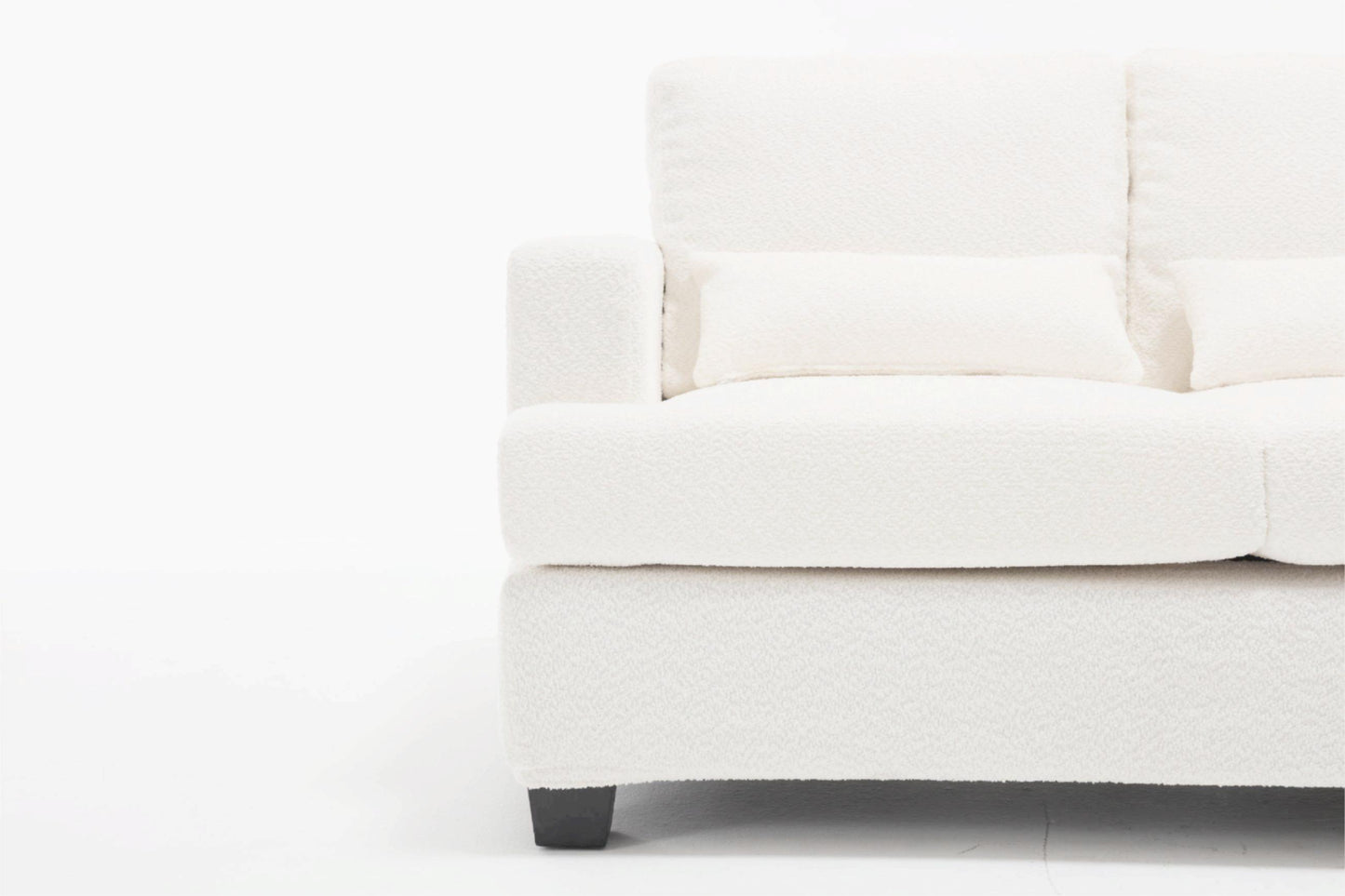 Elegant 3-Seater Modern White & Gray Sofa with Square Armrests and Removable Cushions