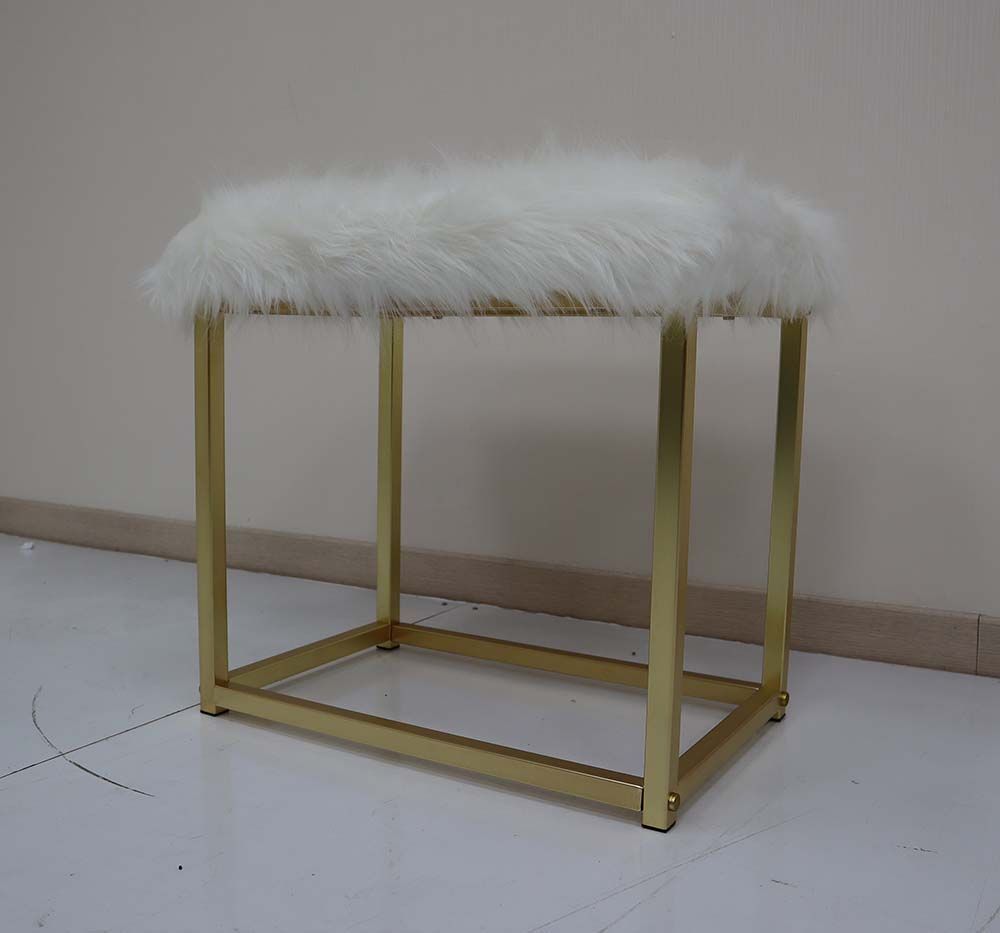 Adao Vanity Mirror & Stool, Faux Fur, Mirror, Pink & Gold Finish AC00934