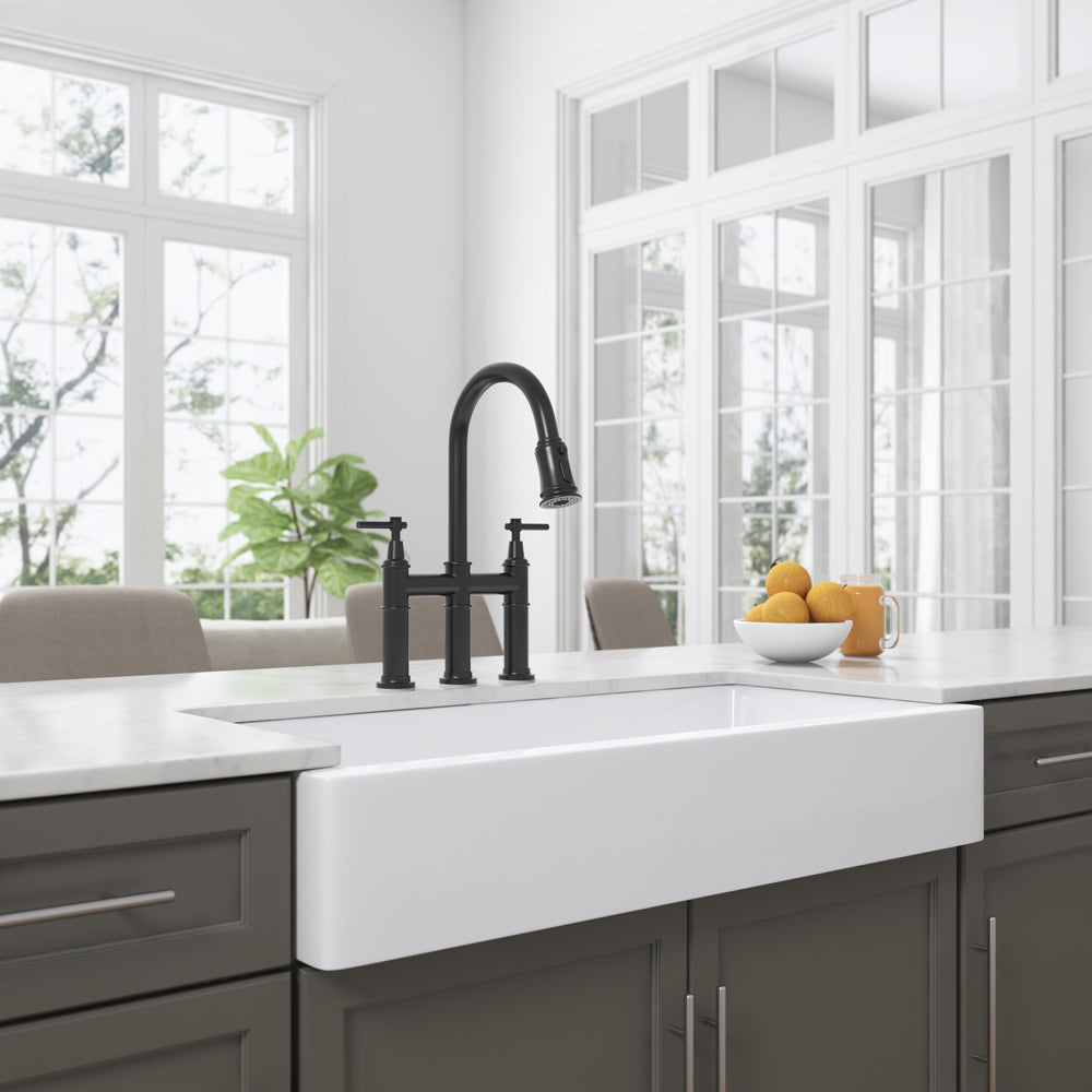 Elegant 37 White Farmhouse Kitchen Sink with Single Bowl Design