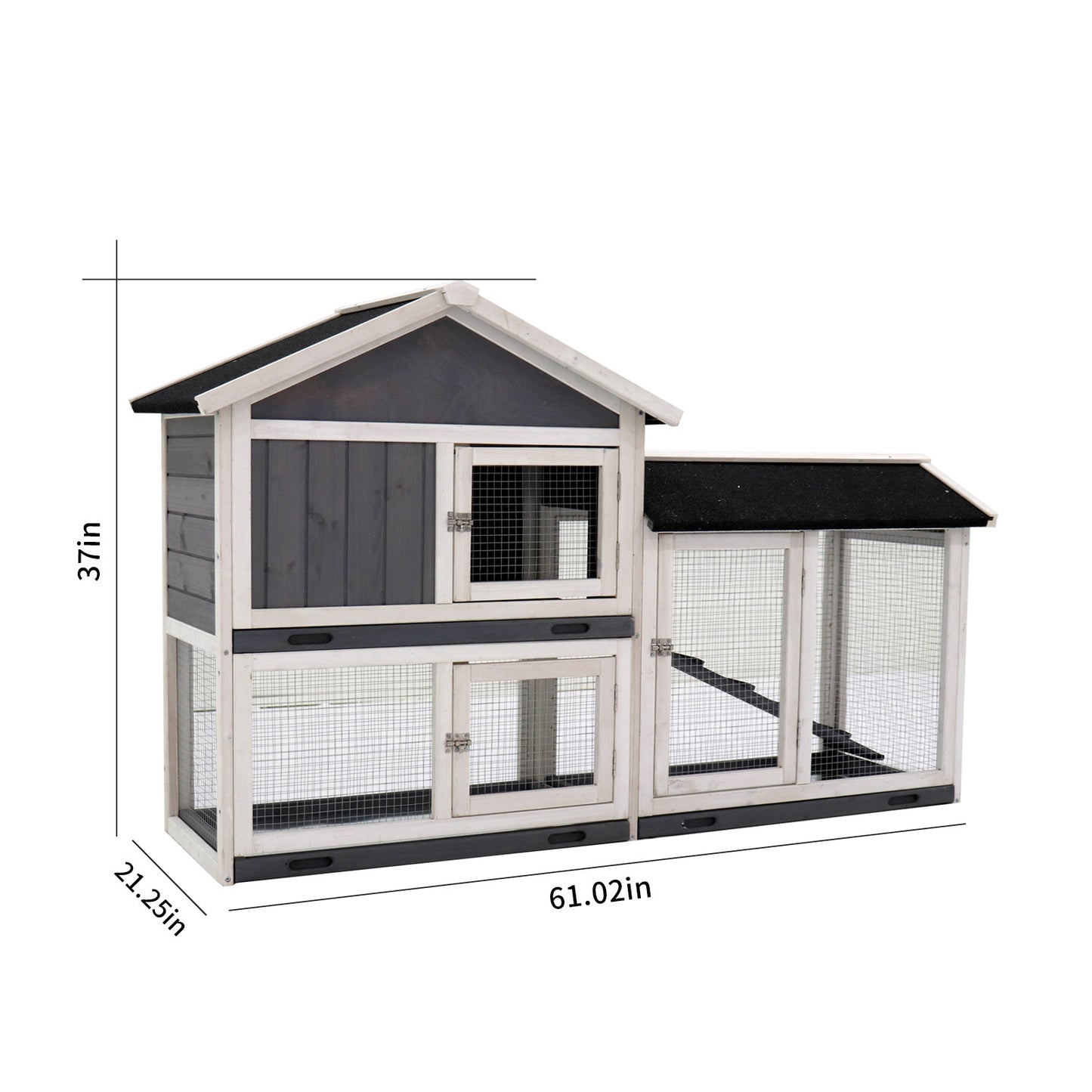 Rabbit Hutch, Indoor Bunny Cage, Outdoor Rabbit Cages with Run, Pet House with Deeper No Leak Tray, UV Panel, Removable Bottom Wire Mesh for Small Animals