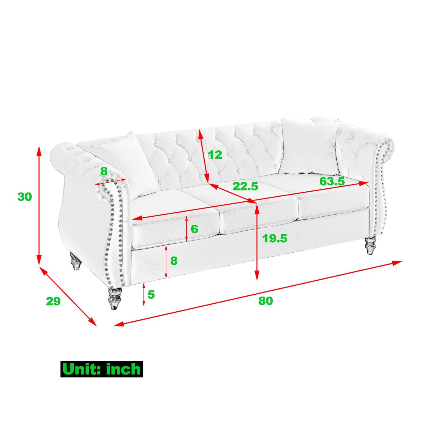 Beige Velvet Chesterfield 3-Seater Sofa Set