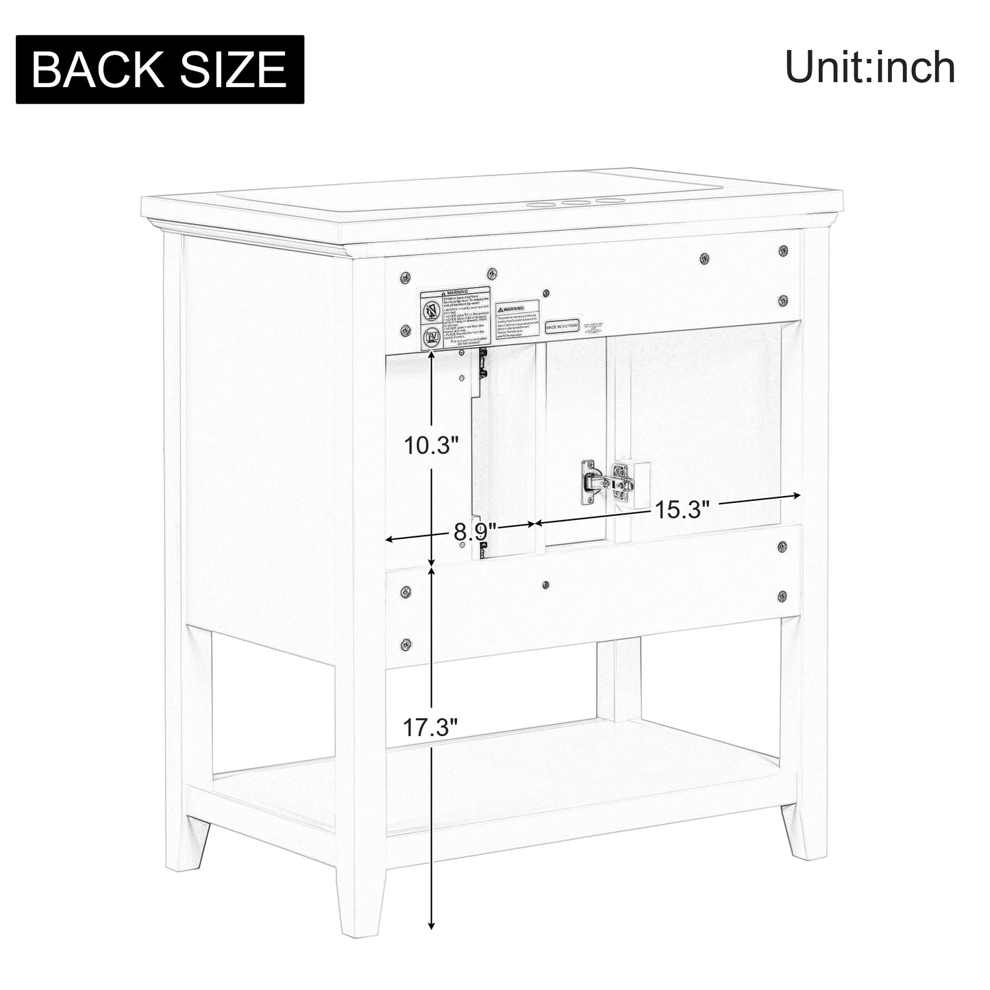 30" Bathroom Vanity without Sink Top, Cabinet Base Only, Vanity with Multi-Functional Drawer, White