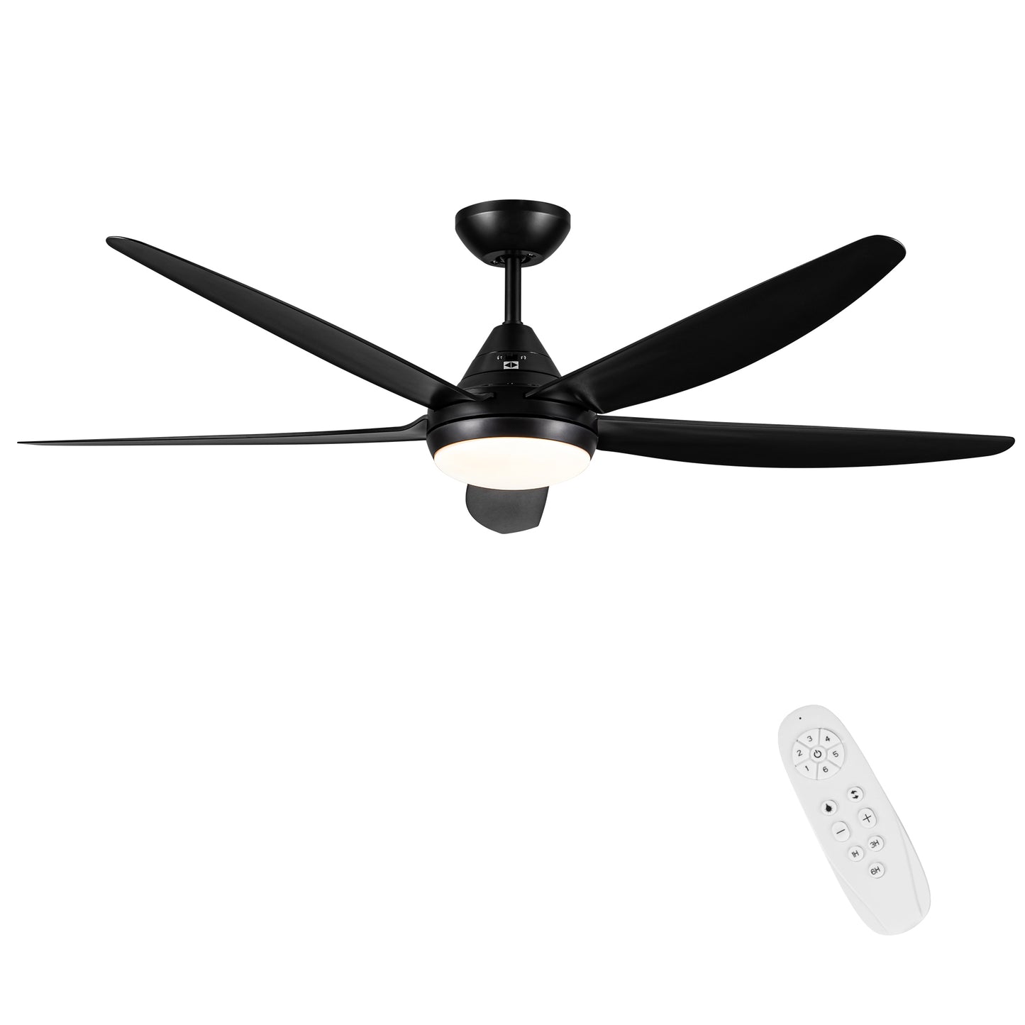 56-Inch Integrated LED Black ABS Blade Ceiling Fan with Lighting