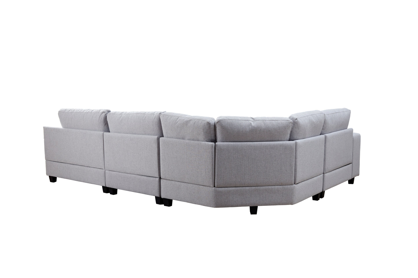 U_Style Stylish Modular Sofa Sectional with Polyester Upholstery with 4 Pillows, 1 Cup Holder with Free Combination for Living Room