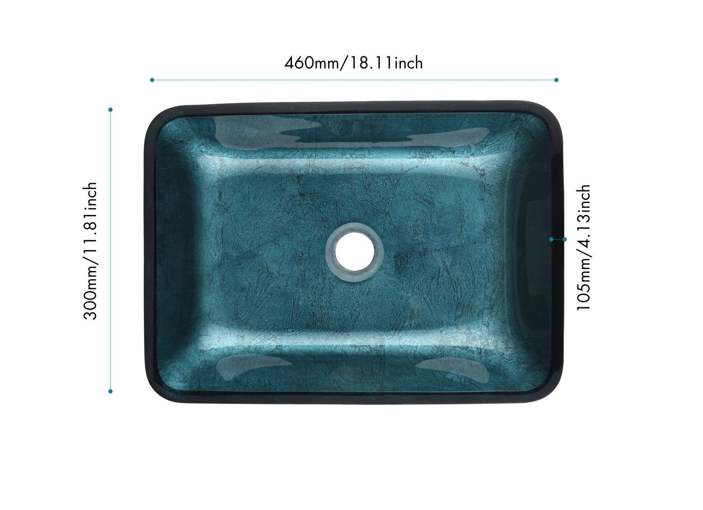 Handcrafted Blue Glass Rectangular Vessel Sink Set with Matte Black Faucet and Pop-Up Drain