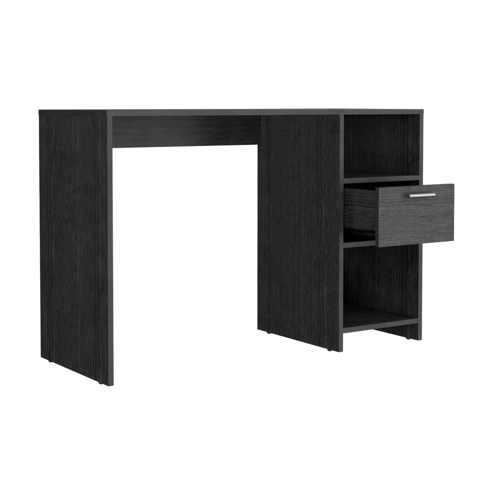 Odessa Smokey Oak Computer Desk with Single Drawer and Open Storage Cabinets