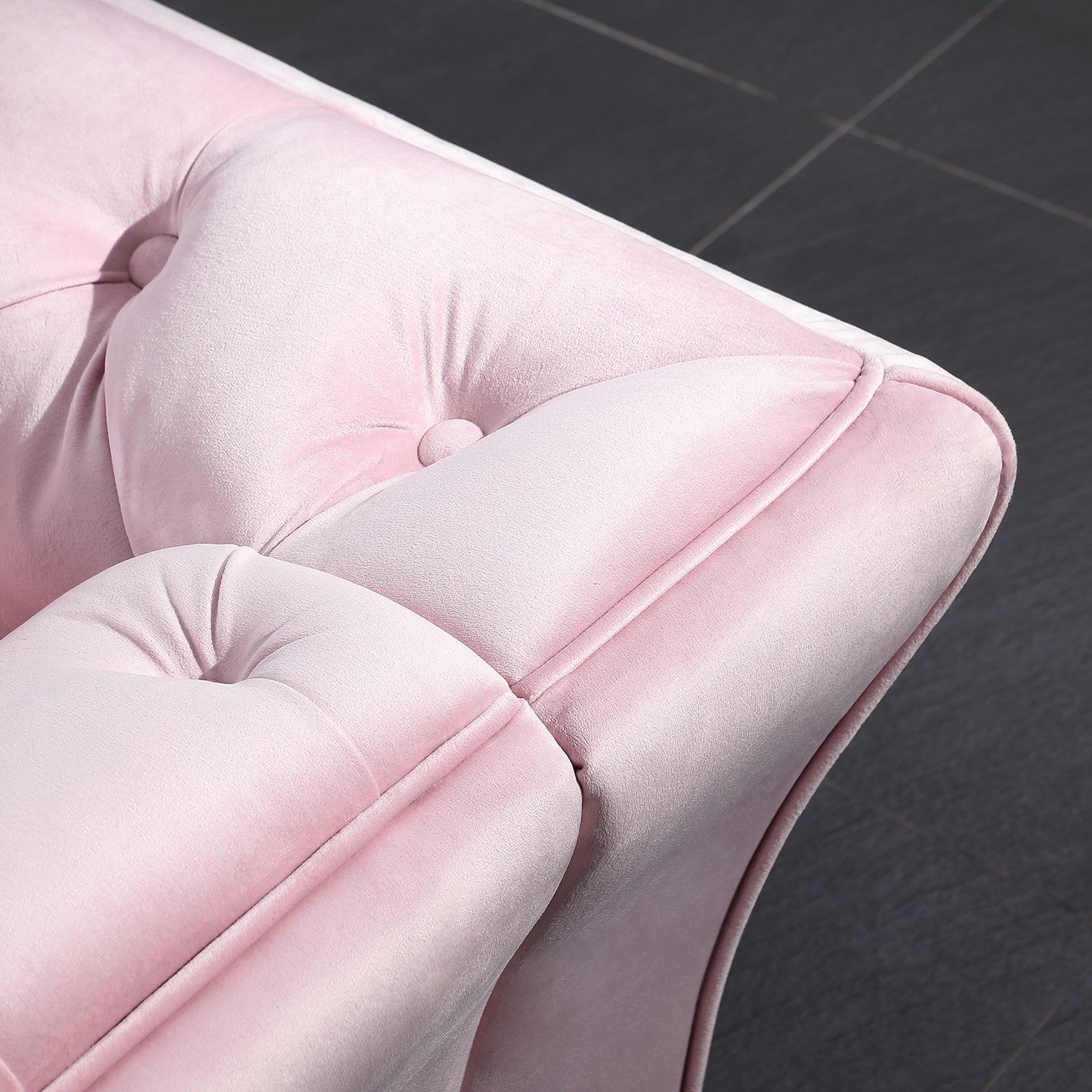 Chesterfield sofa ,Stanford sofa ,  high quality Chesterfield sofa ,pink color , tufted and wrinkled fabric  sofa;contemporary Stanford sofa ; tufted sofa with scroll  arm and scroll back.loveseater