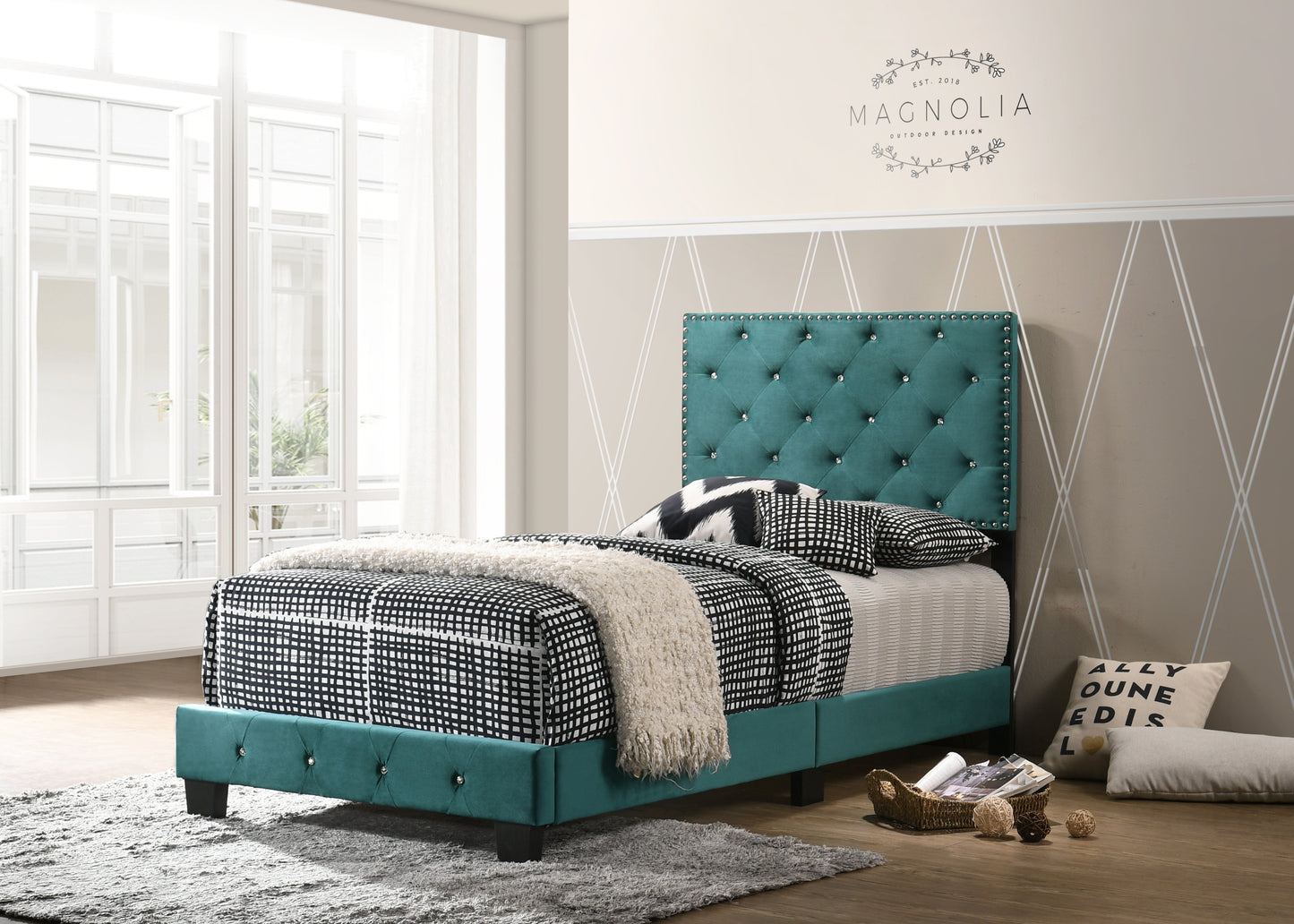 Suffolk G1404-TB-UP Twin Bed , GREEN