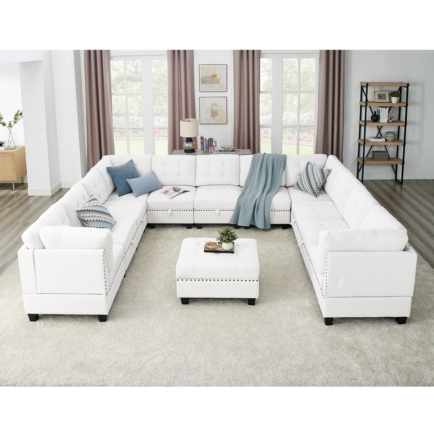 U-Shaped DIY Modular Sectional Sofa with Bonus Storage