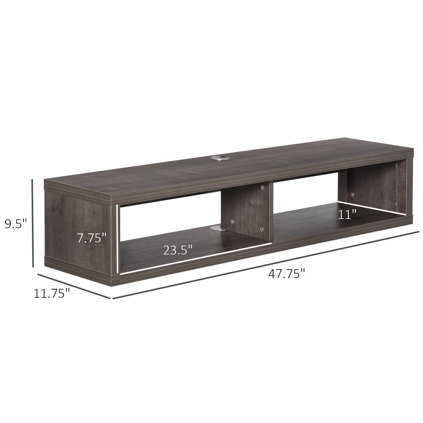 Floating TV Stand with Ample Storage Space: Dark Grey Wall Mounted Media Console for Home Office or Living Room