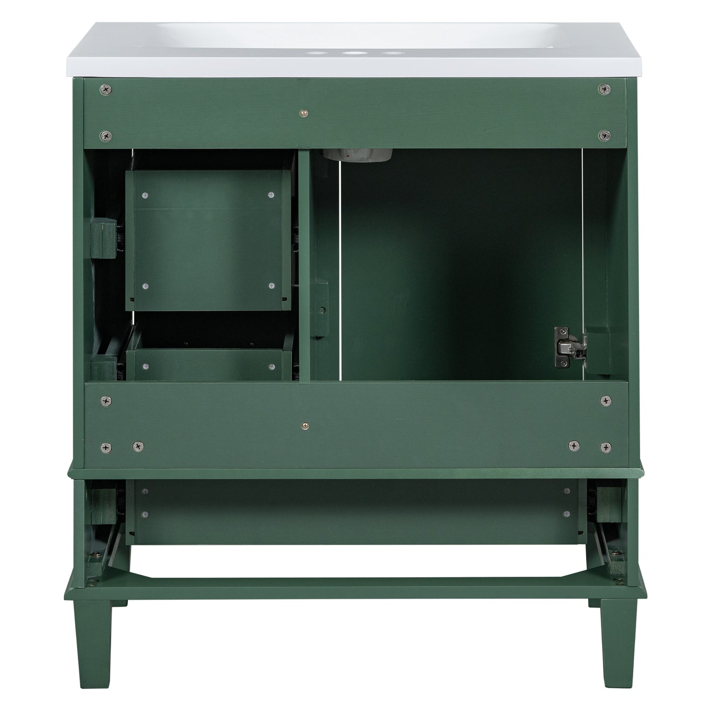 30" Bathroom Vanity in Green, Modern Bathroom Cabinet with Sink Combo Set, Bathroom Storage Cabinet with a Soft Closing Door and 3 Drawers, Solid Wood Frame