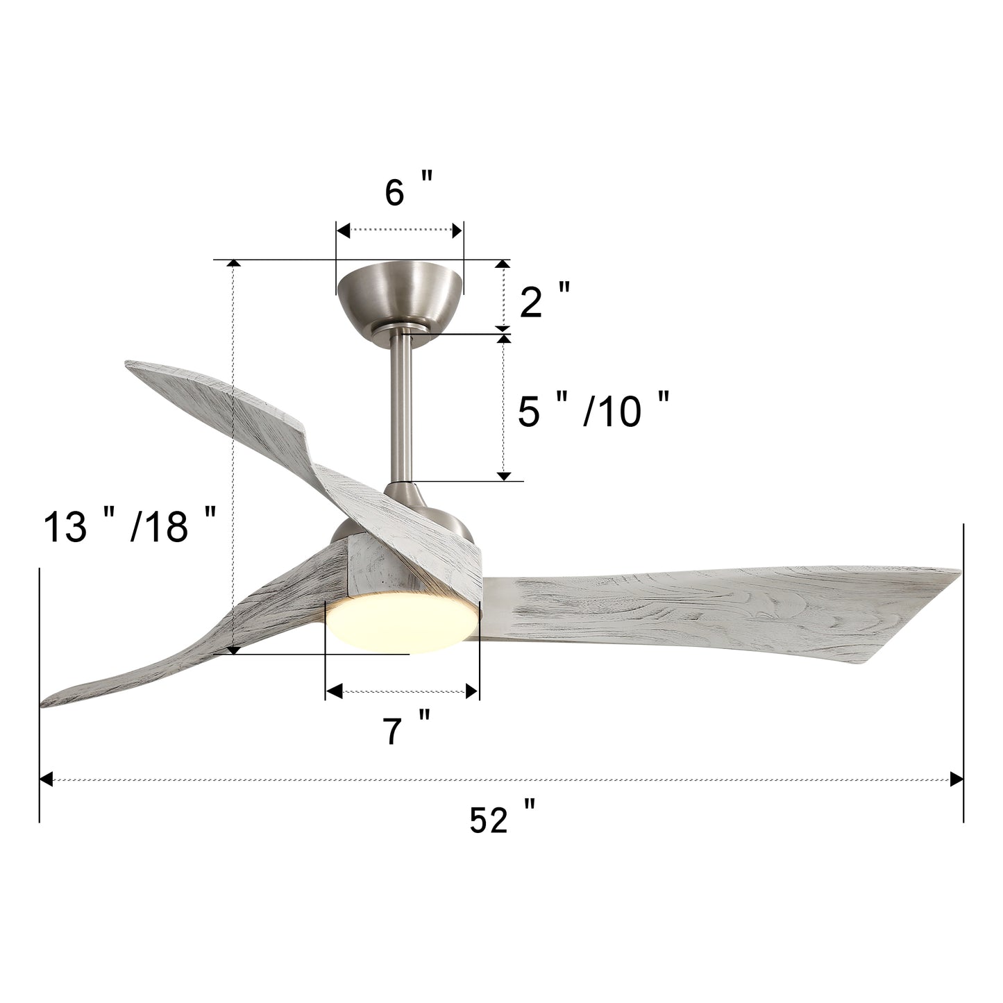 Modern Brushed Nickel Ceiling Fan with Remote Control and Energy-Efficient DC Motor