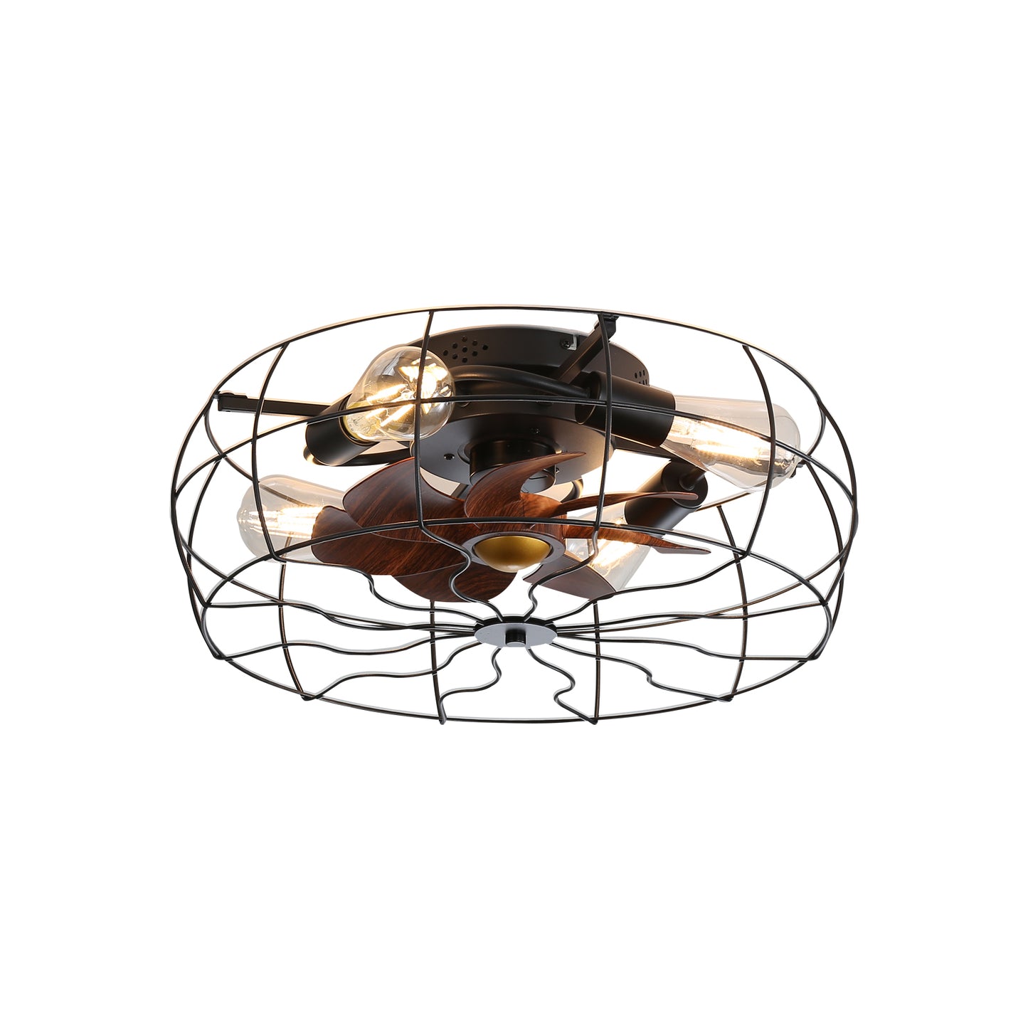 19-inch Black Iron Rustic Ceiling Fan with Remote Control