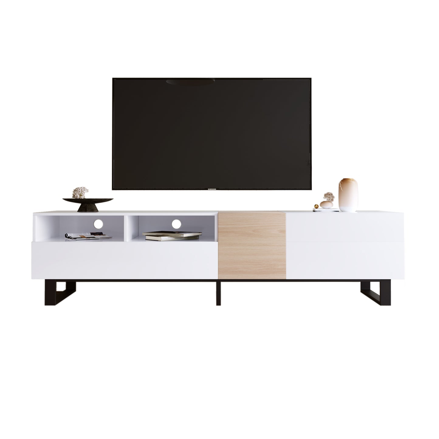 Entertainment Center: Sleek TV Stand with Double Storage for 80'' TV