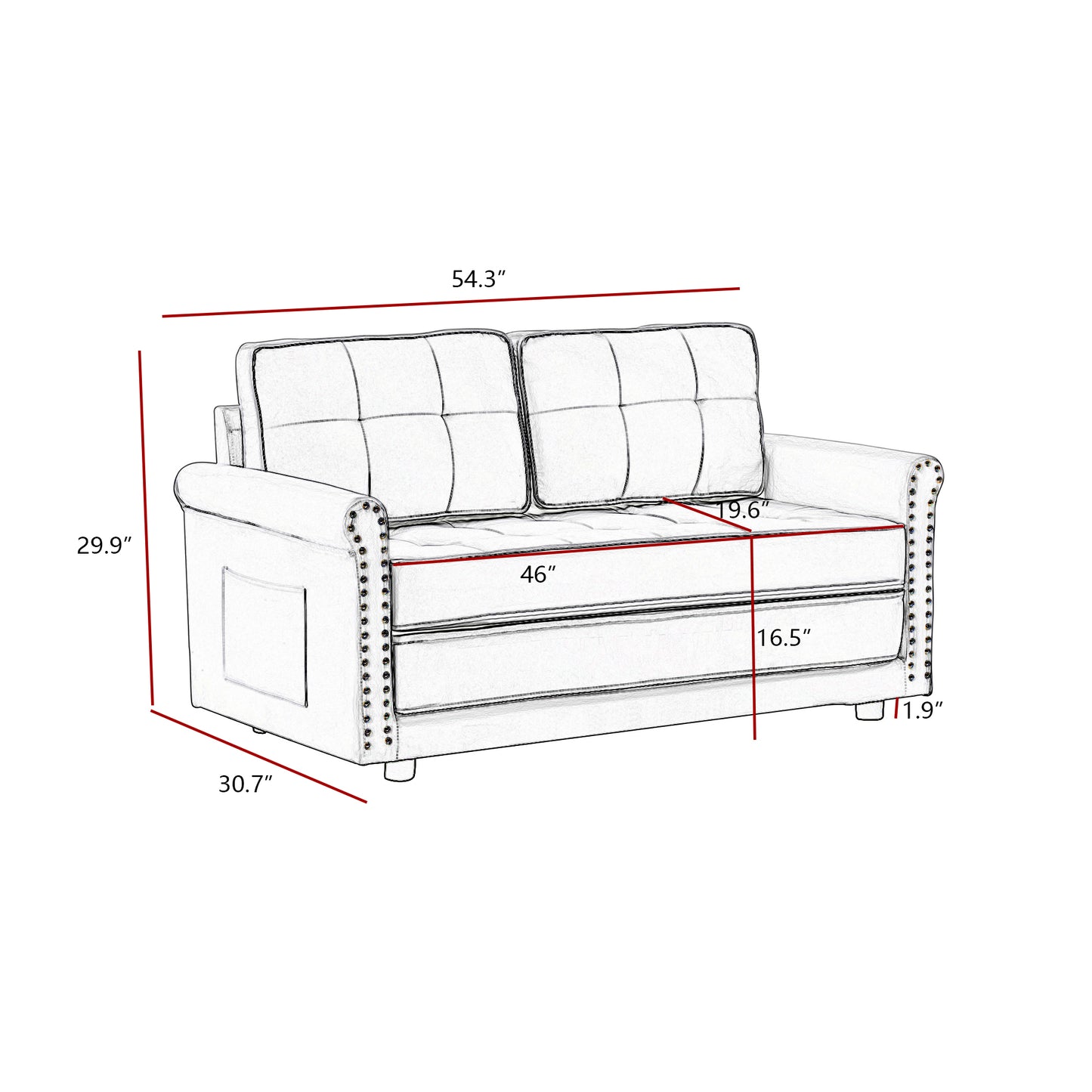 cream white velvet sofa with armrest