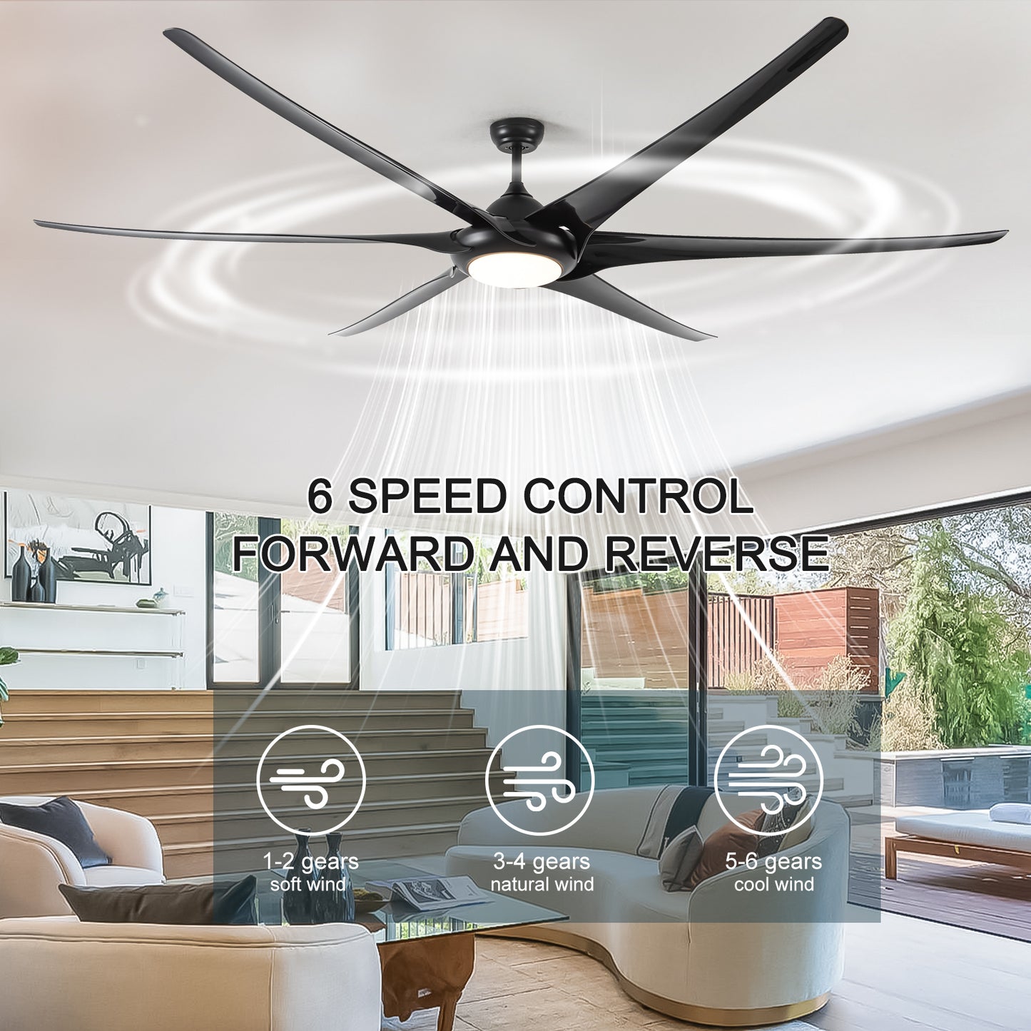 Ceiling Fan with Lights and Remote Control, 100 Size