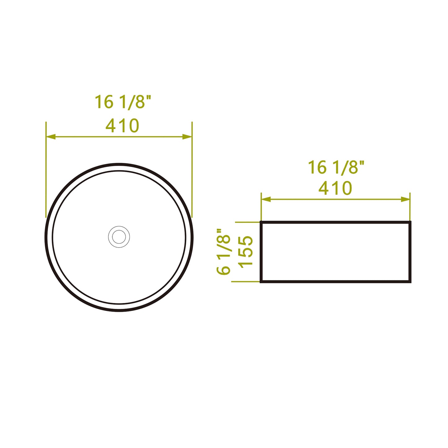 Vessel  Bathroom Sink Basin in White Ceramic