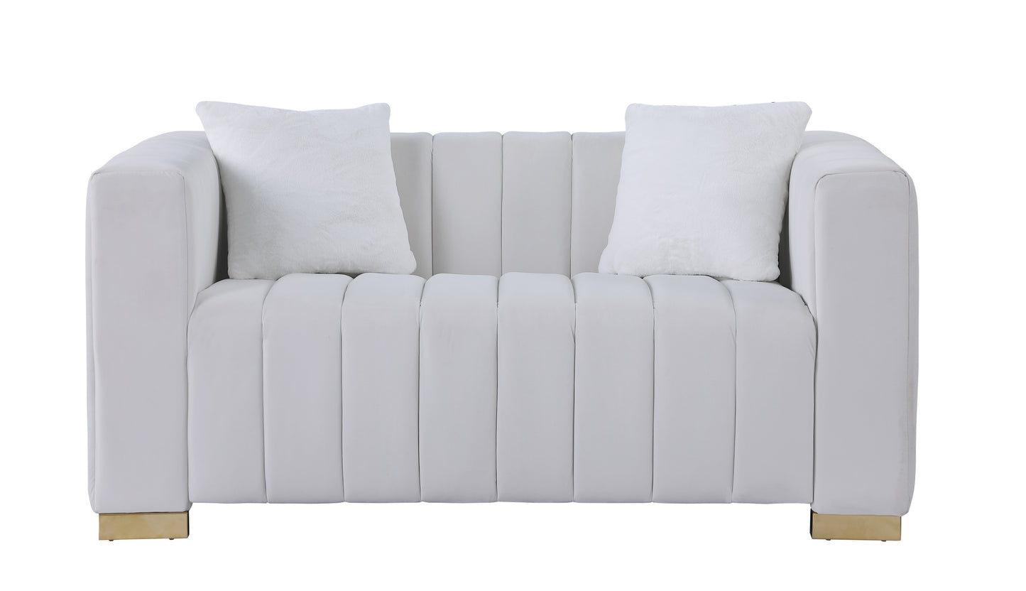 A modern  channel sofa  take on a traditional Chesterfield,White color,loveseater