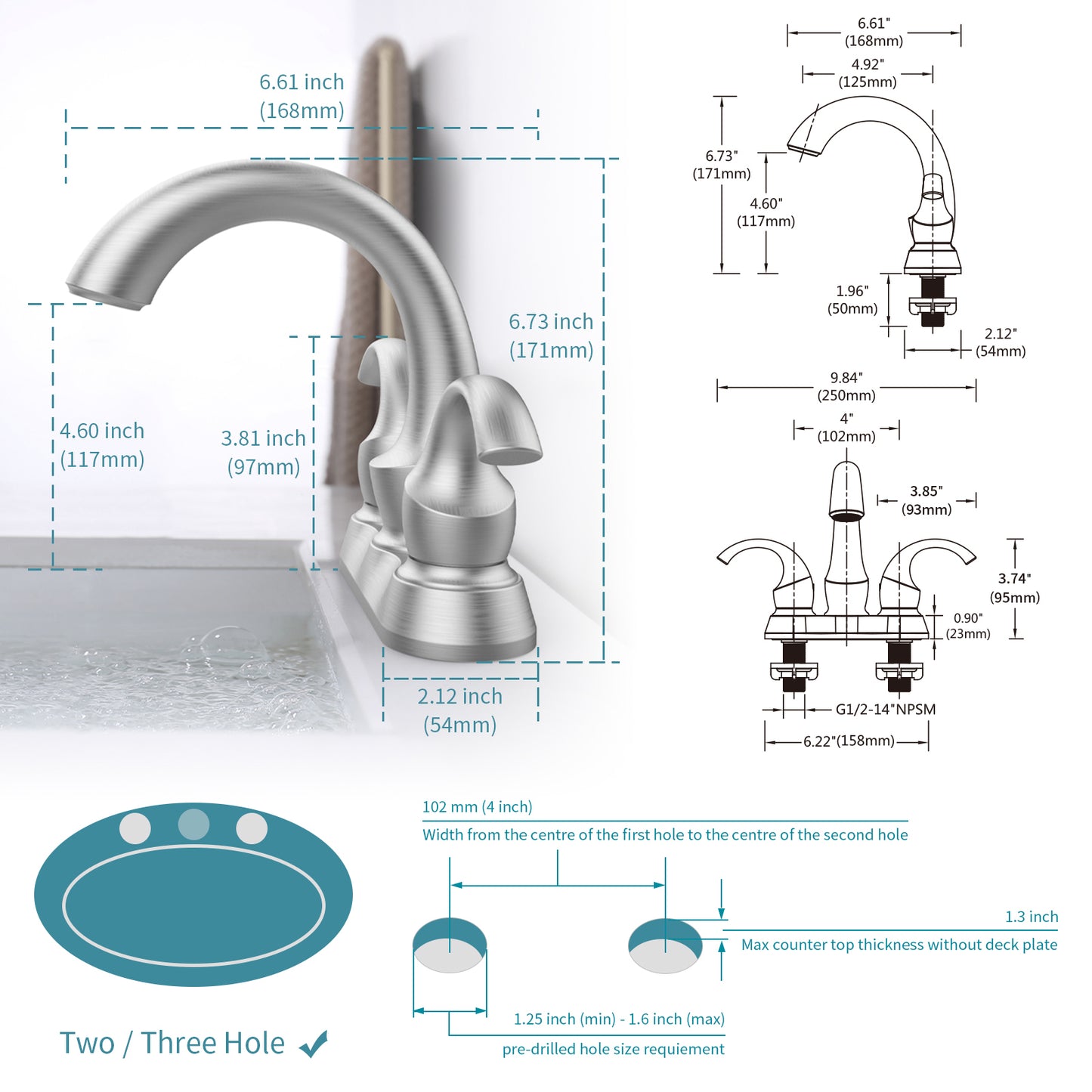 Elegant Swan Style Bathroom Faucet Set - Brushed Nickel with Water-Saving Aerator