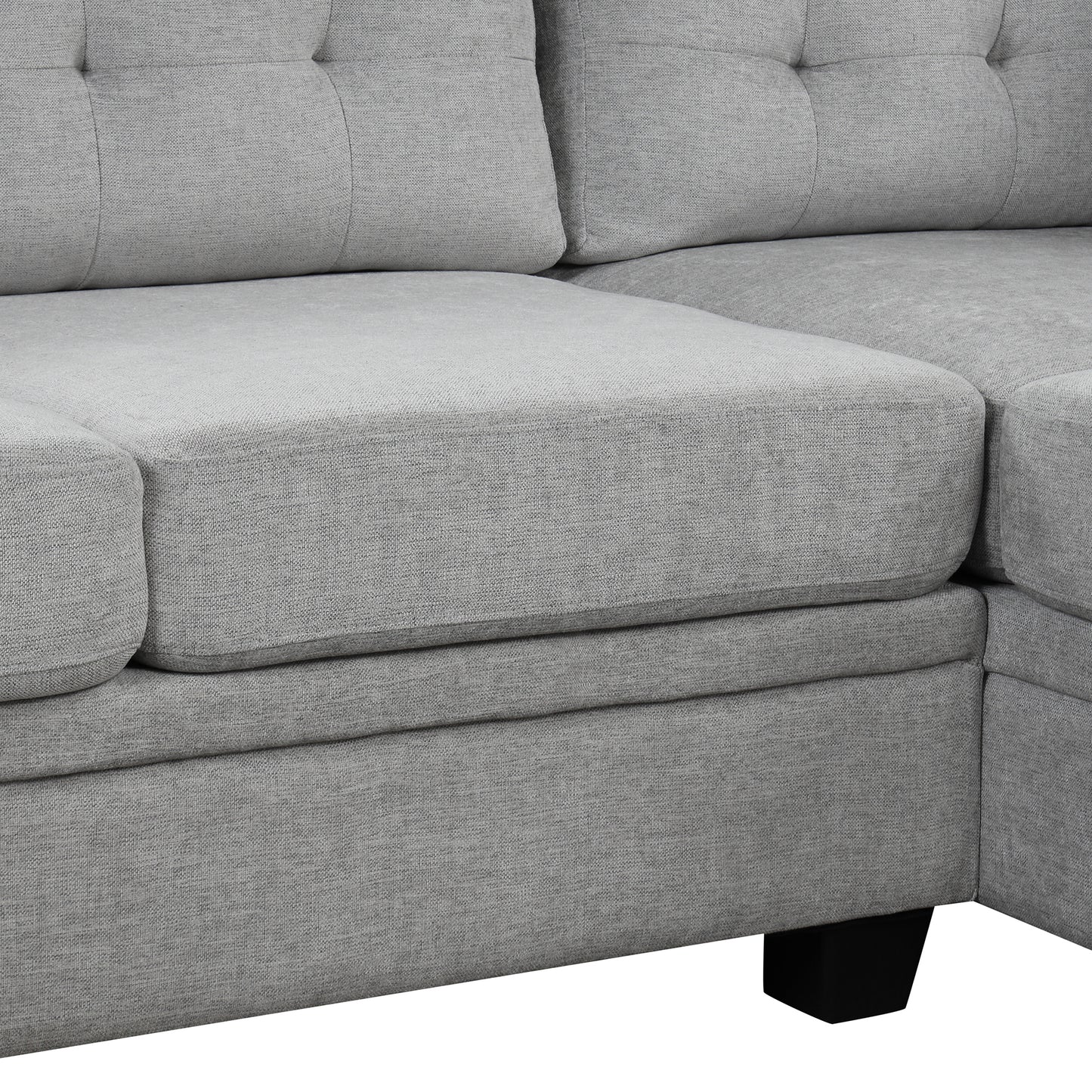 Luxe Gray U-Shaped Sectional Sofa with Tufted Backrest and Plush Comfort