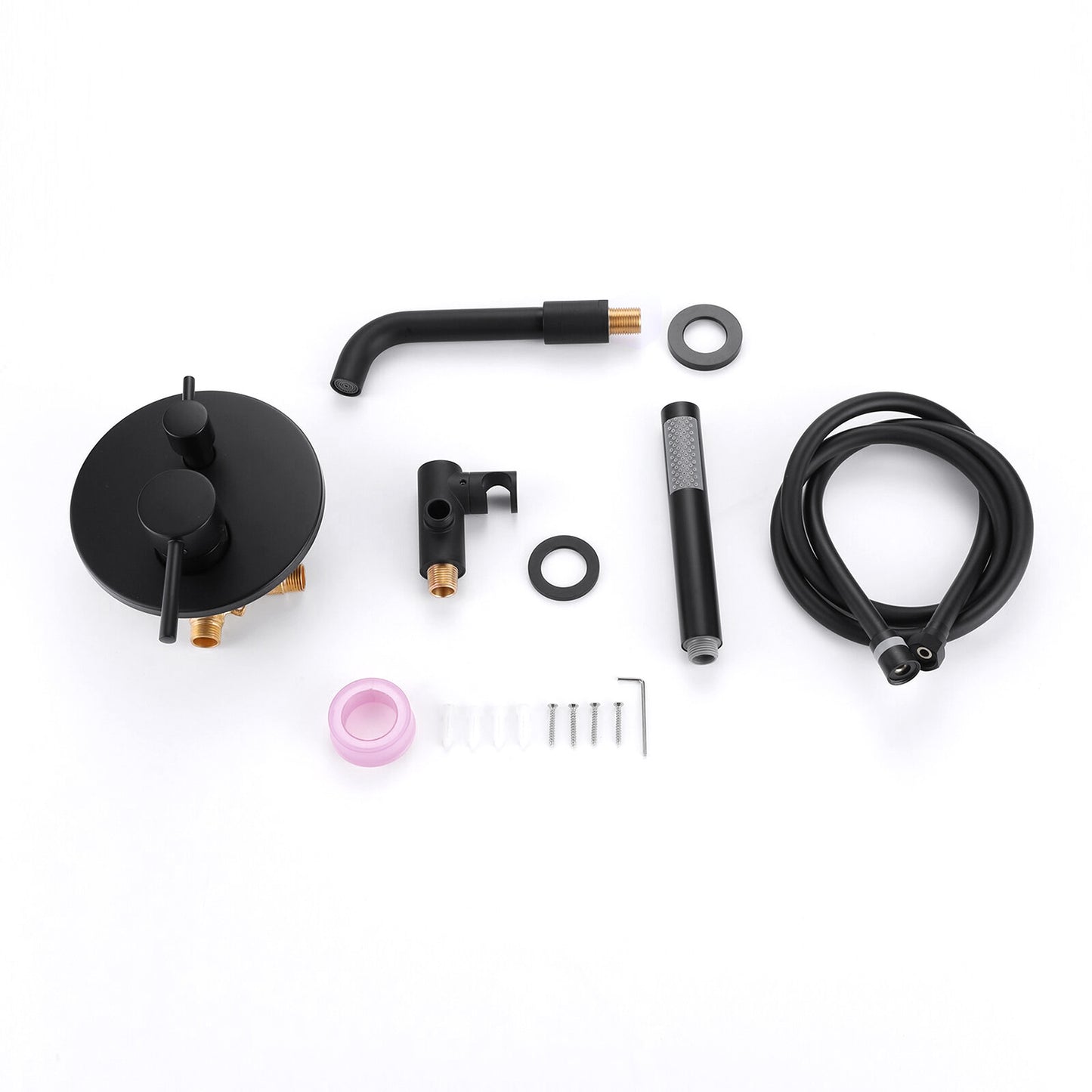 Matte Black 1-Handle Tub and Shower Faucet Set with Handheld Spray