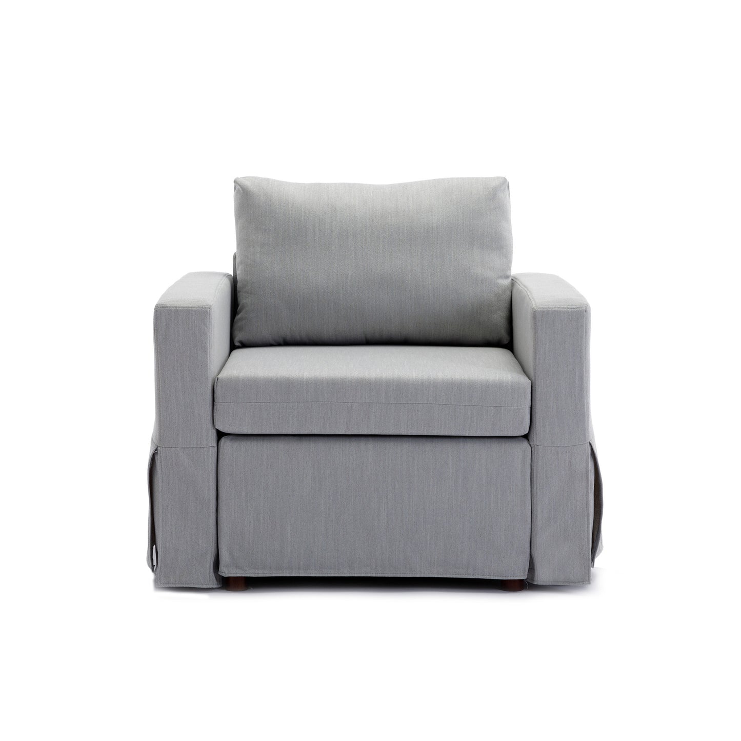 2-Seater Modular Sectional Sofa with Ottoman, Light Grey