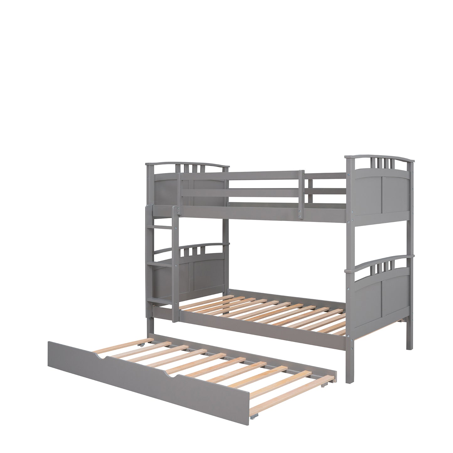 Separable Twin Over Twin Bunk Bed Set with Trundle - Charcoal Gray