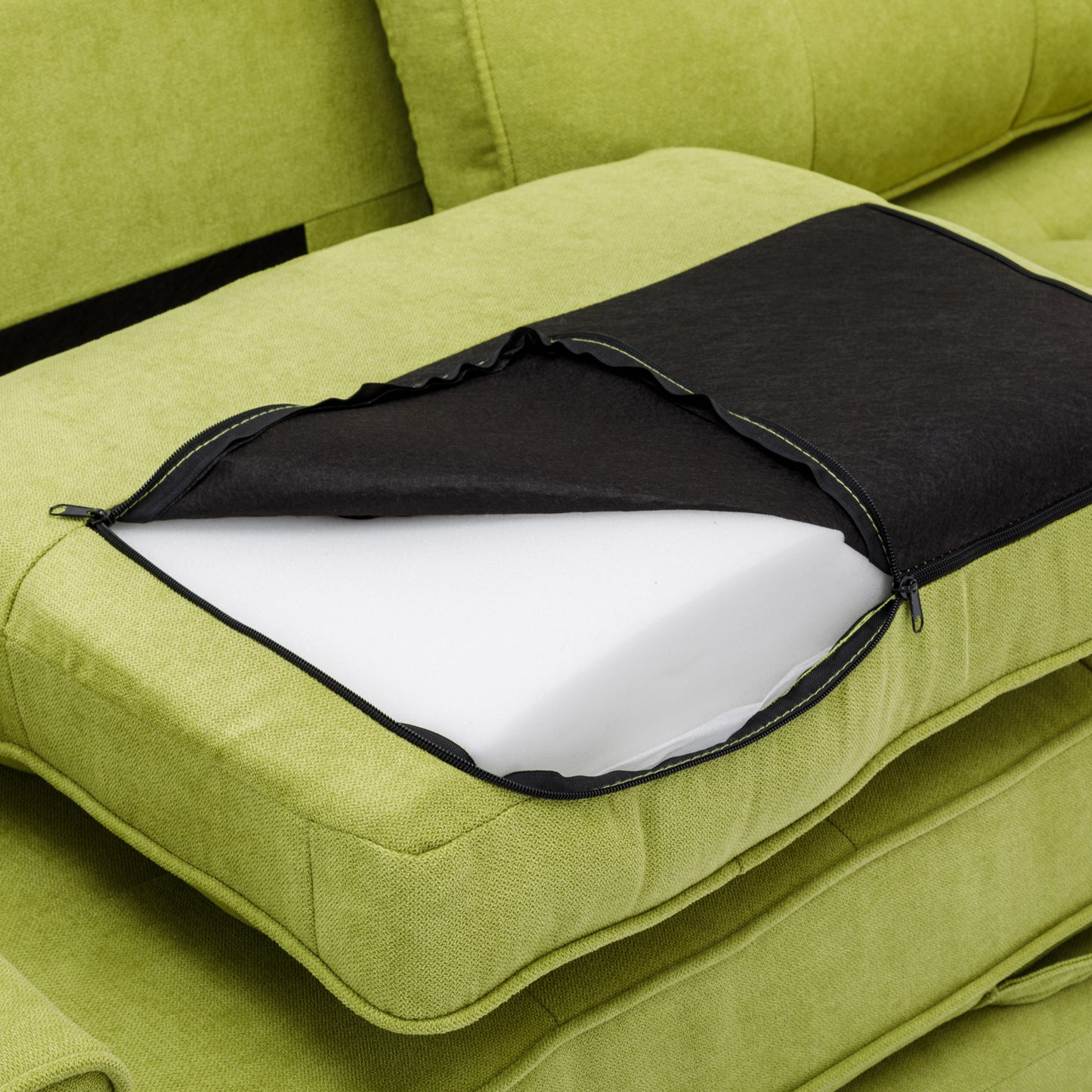 Loveseat Sofa with Pull-Out Bed, Green Chenille Upholstery