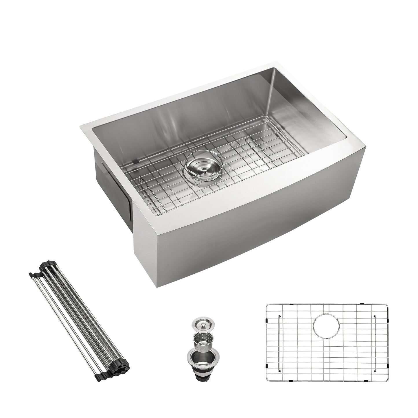 36-inch Stainless Steel Farmhouse Sink with Brushed Nickel Finish