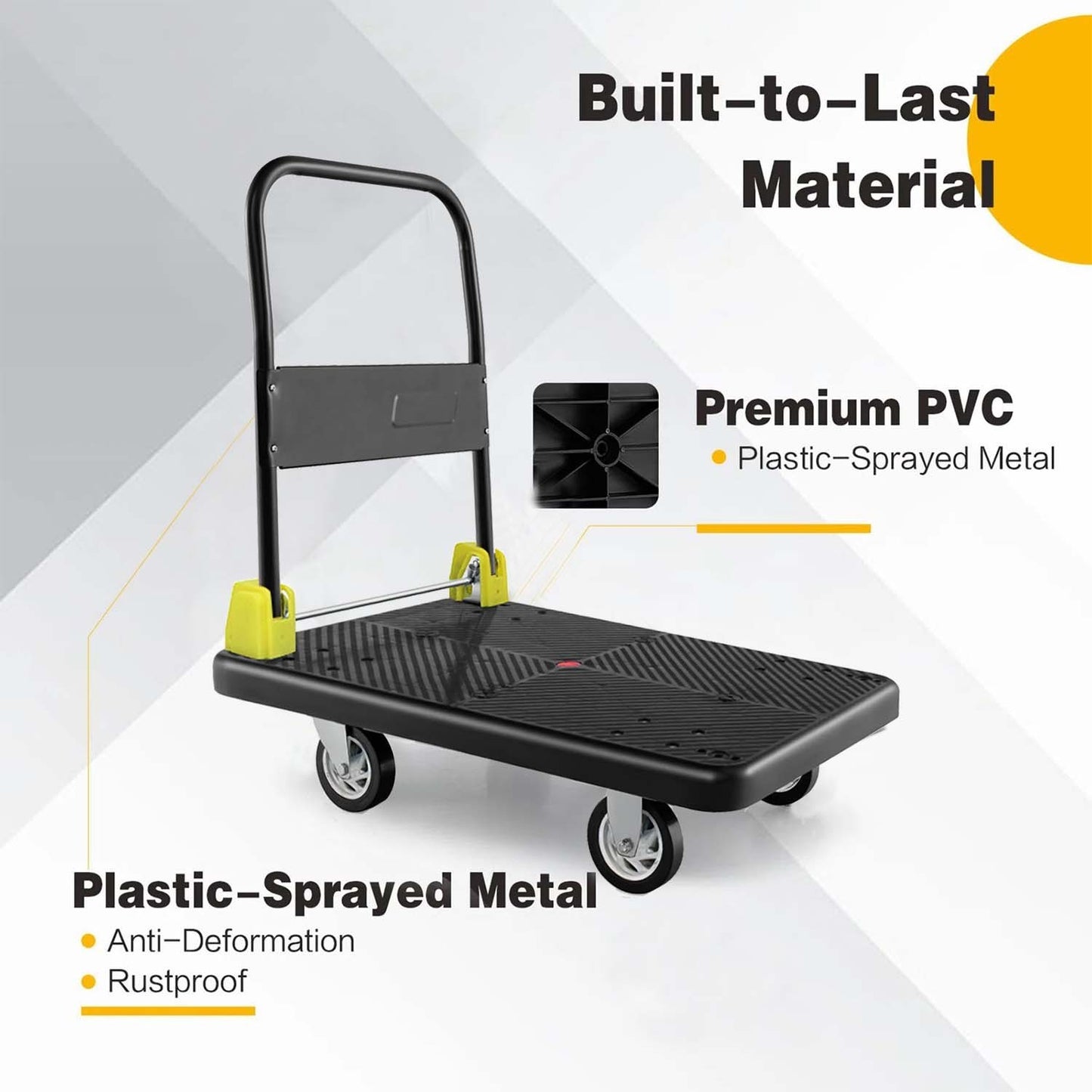 330 lbs. Capacity Platform Cart Heavy-Duty Dolly Folding Foldable Moving Warehouse Push Hand Truck in Black