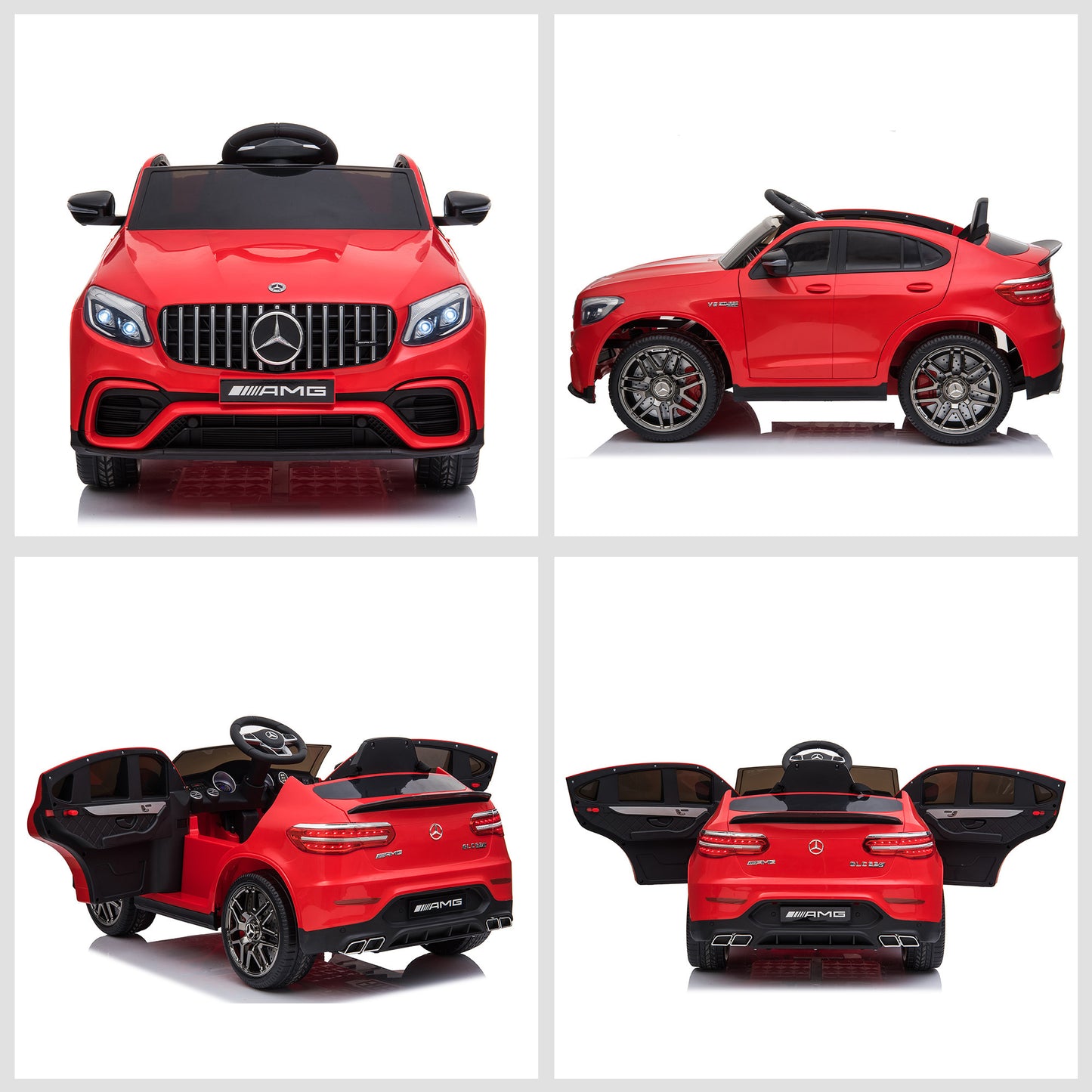 Aosom 12V Toddler Ride On Car with Remote Control, Mercedes Benz AMG GLC63S Coupe, Electric Car with 2 Speed, MP3 Player, Light, Horn, Songs, Suspension, Red