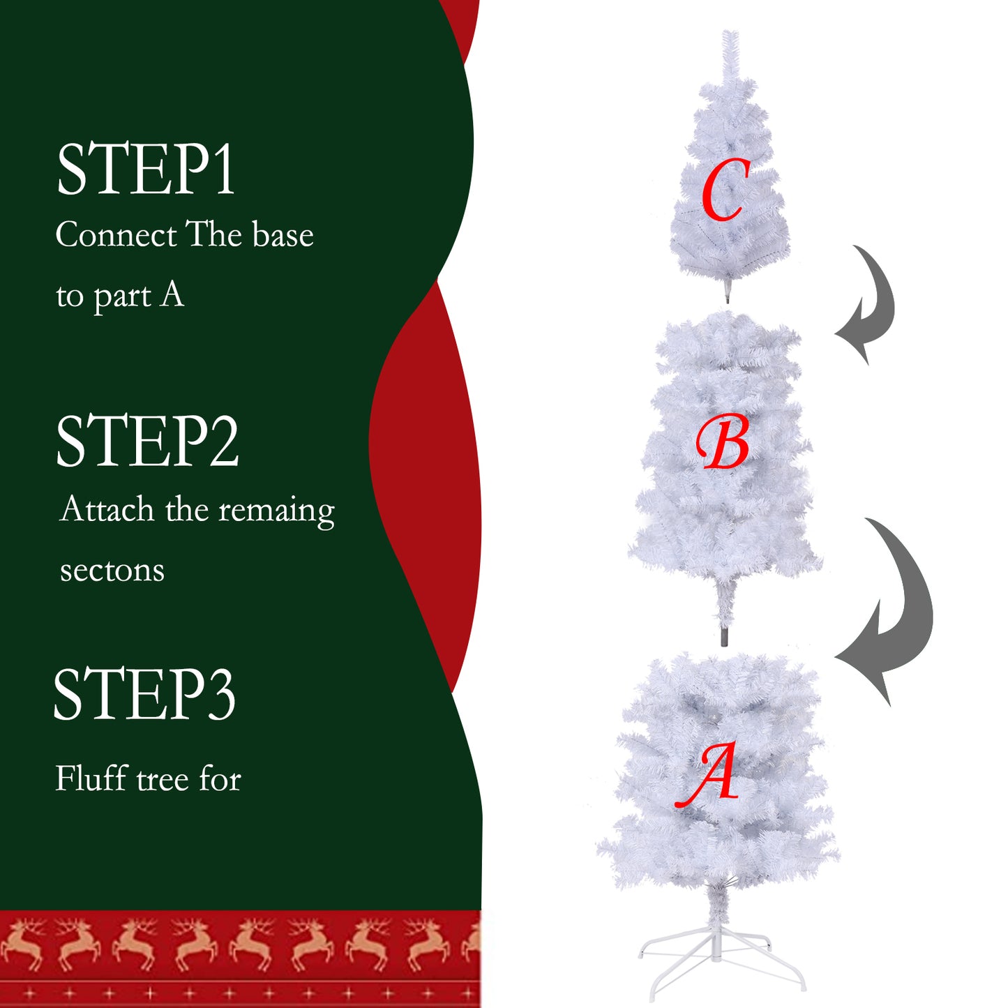 Slim 7.5FT White Artificial Christmas Tree with Foldable Metal Stand