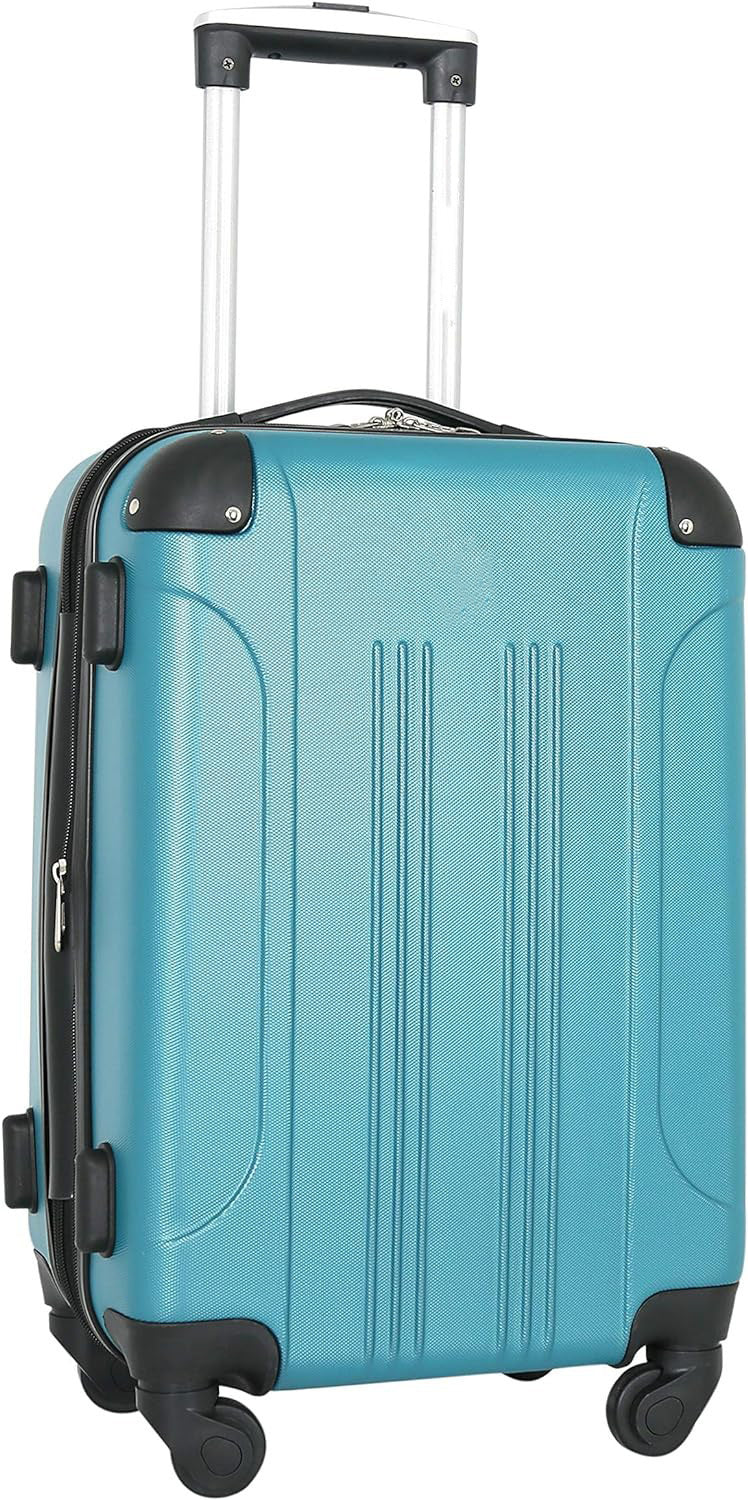 Hardside Expandable Spinner Luggages for Outdoor Travelling Bags, 20" Carry-On, Durable Trolley Suitcase, Teal