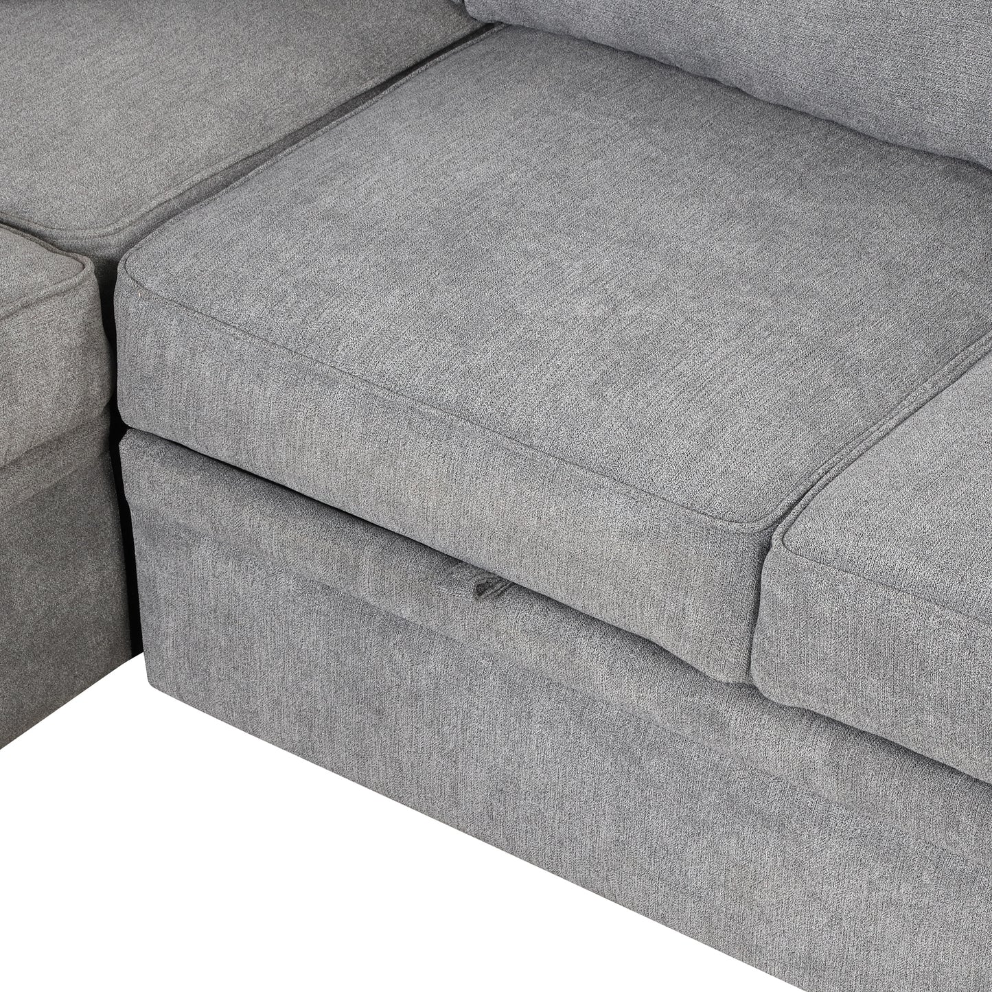 87.4 Gray L-Shaped Sleeper Sofa Bed with Ottoman Storage