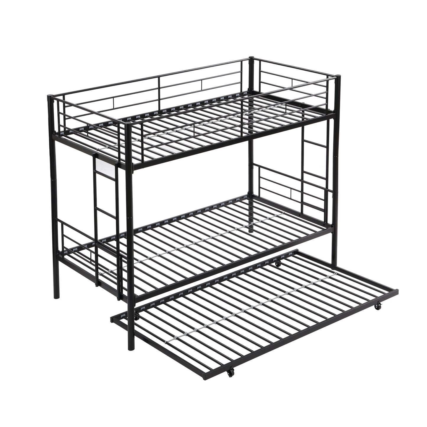 Versatile Twin Bunk Bed with Trundle and Guard Rail