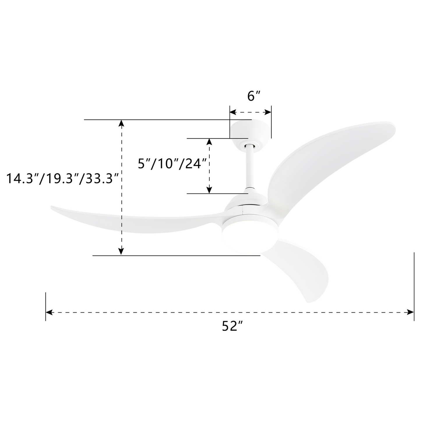 52-inch Smart Ceiling Fan with Energy-Efficient DC Motor and Memory LED Light