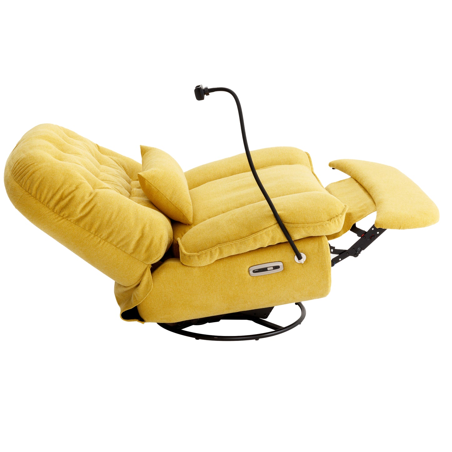 Yellow Power Recliner with Voice Control and Bluetooth Music Player