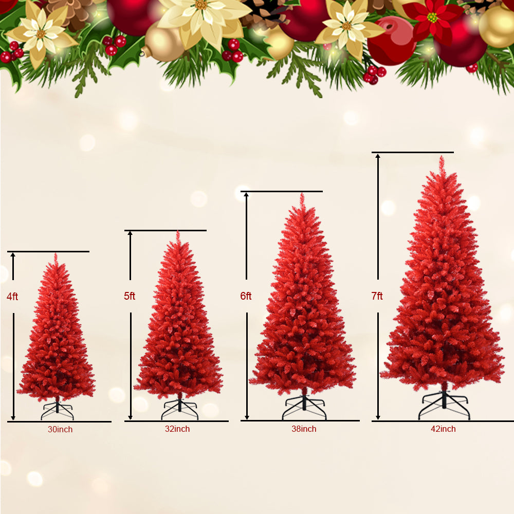 6FT Vibrant Red Fireproof PVC Automatic Artificial Christmas Tree