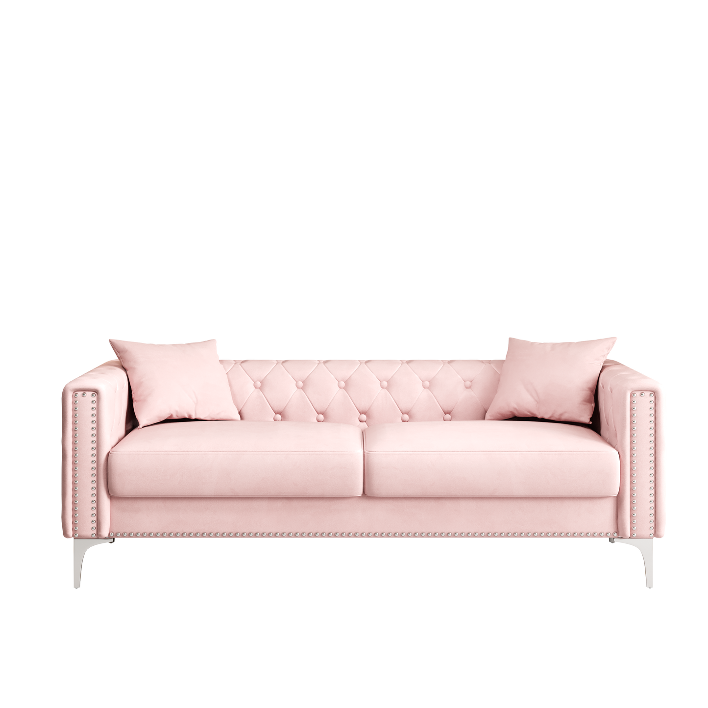 Sofa includes 2 pillows, 83 "pink velvet triple sofa, suitable for large and small Spaces