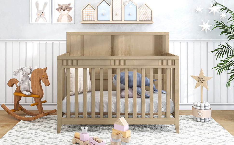 Certified Baby Safe Crib, Pine Solid Wood, Non-Toxic Finish, Hazel Wood