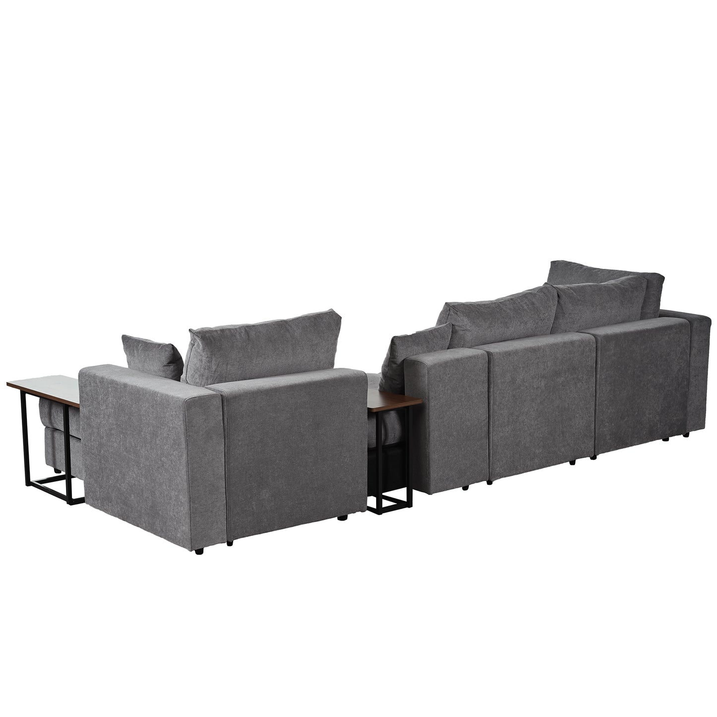 U_STYLE Modern Large L-Shape Sectional Sofa for Living Room, 2 Pillows and 2 End Tables