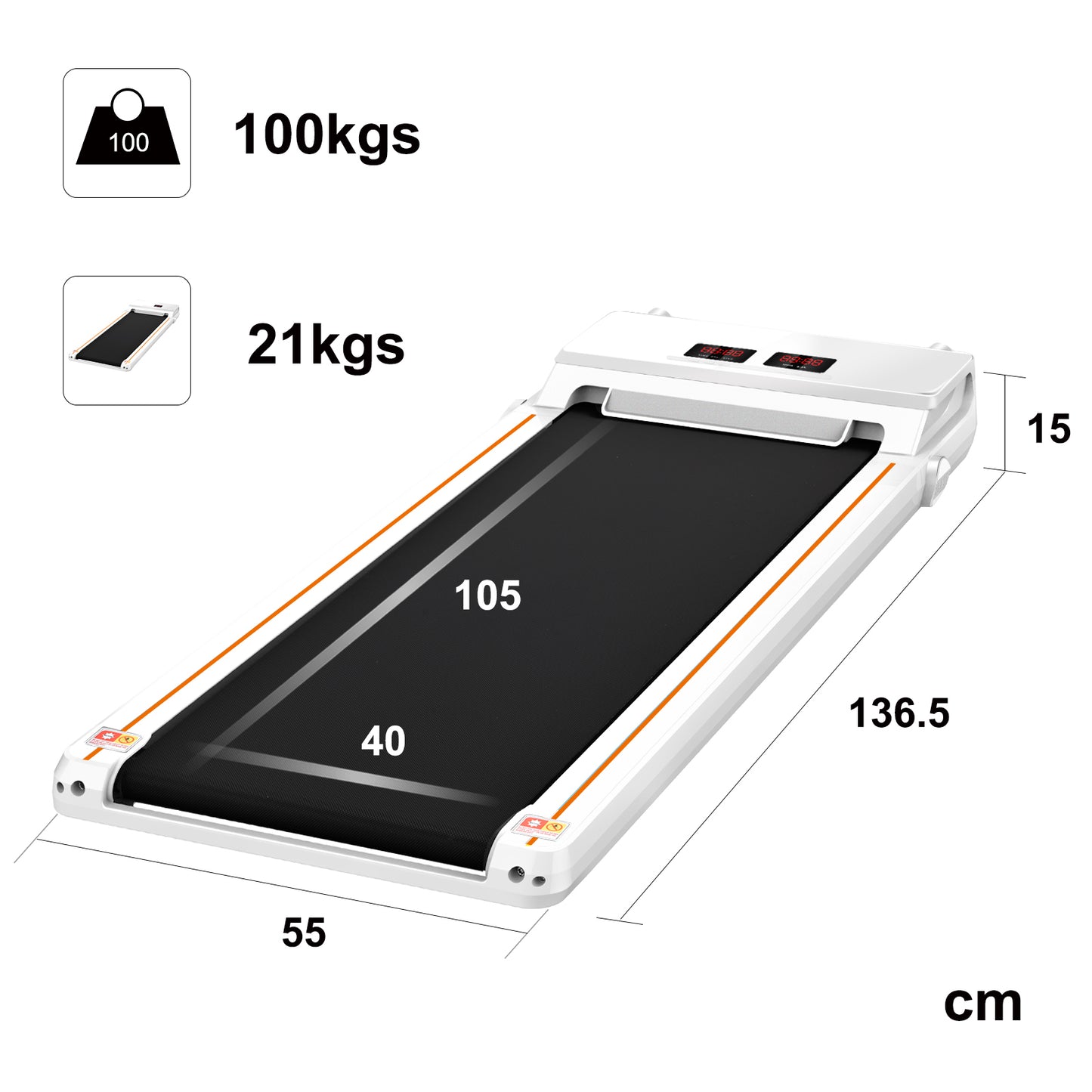 FYC Under Desk Treadmill 2.5HP Slim Walking Treadmill 265LBS - Electric Treadmill with APP Bluetooth Remote Control LED Display, Running Walking Jogging for Home Office Use (Installation Free)