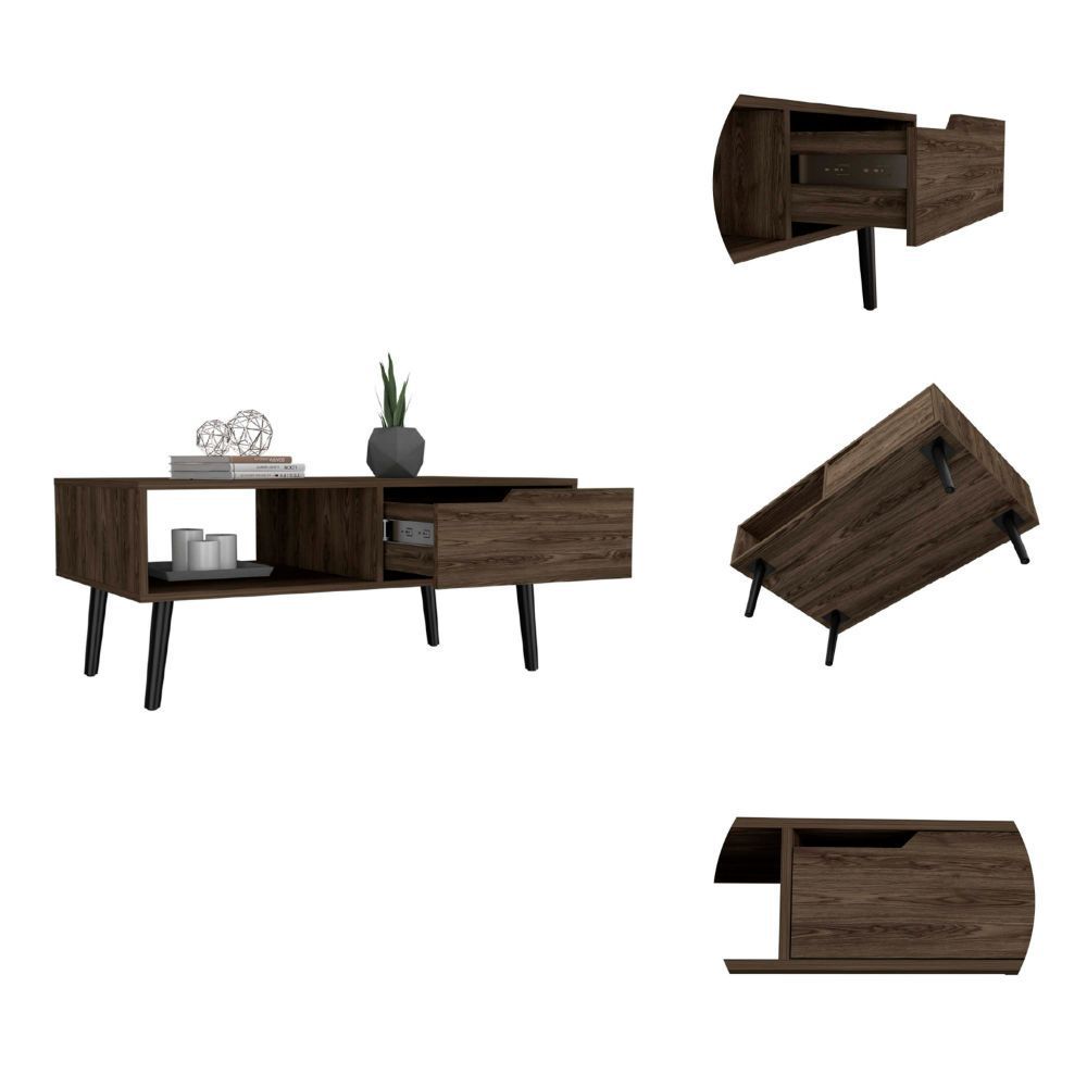 Sophisticated Dark Walnut Coffee Table - Elegant Design, Sturdy Build