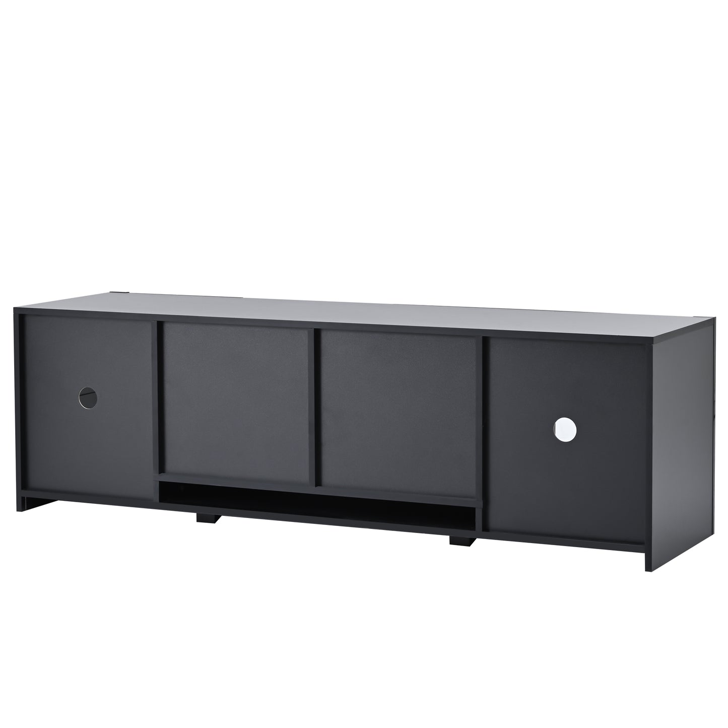 Sleek Black Entertainment Center with LED Lights for TVs Up to 70''