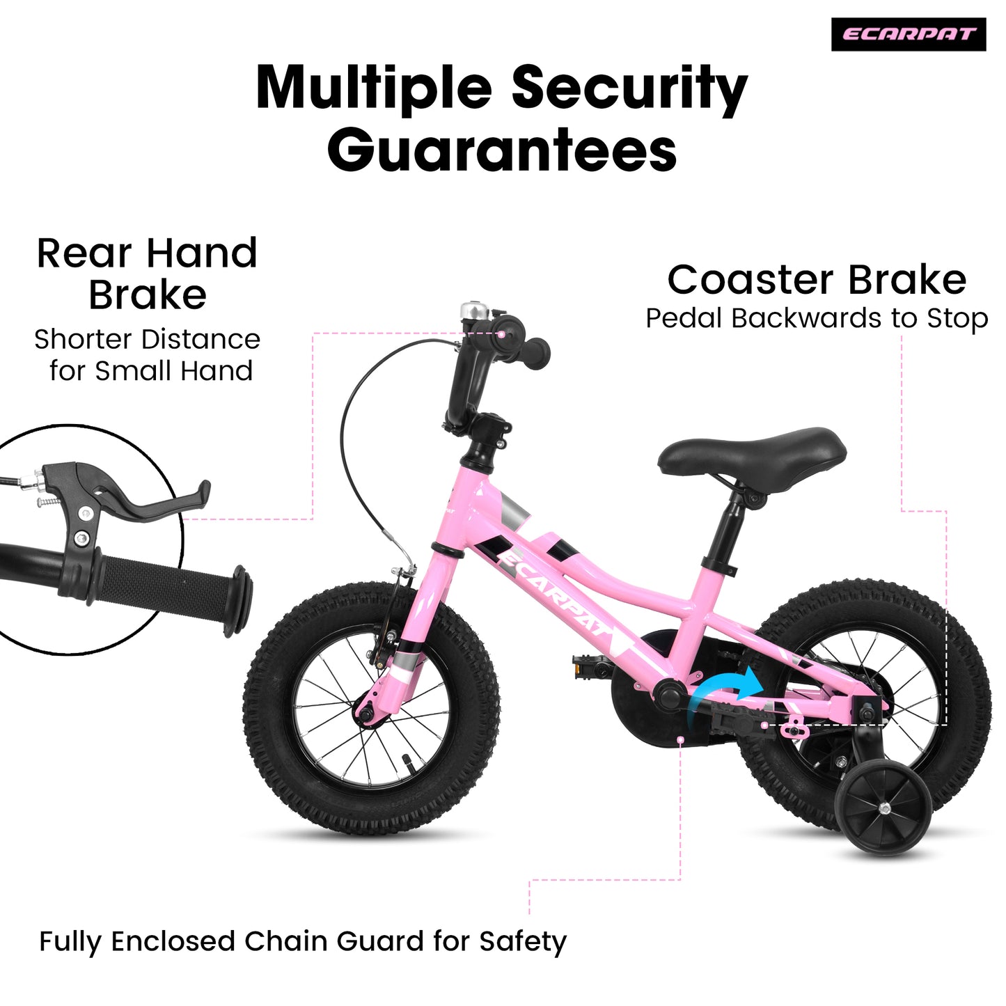 A18117 Ecarpat Kids' Bike 18 Inch Wheels, 1-Speed Boys Girls Child Bicycles For6-9Years, With Removable Training Wheels Baby Toys, Front V Brake, Rear Holding Brake