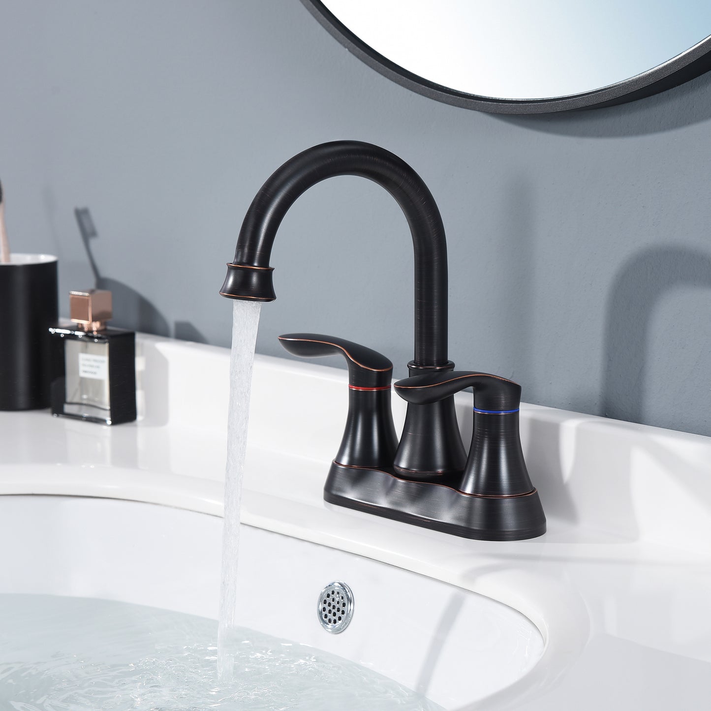 Elegant 2-Handle Oil Rubbed Bronze Bathroom Faucet with Pop-up Drain and Supply Hoses