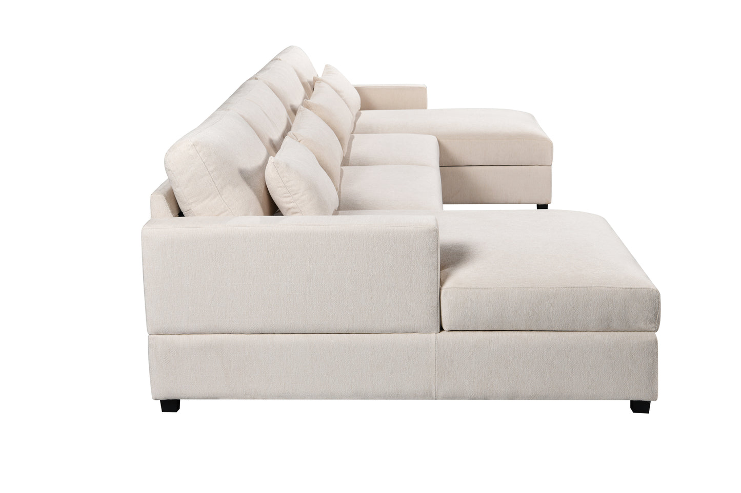 U_STYLE Modern Large U-Shape Sectional Sofa, 2 Large Chaise with Storage Space for Living Room, 4 Lumbar Support Pillows